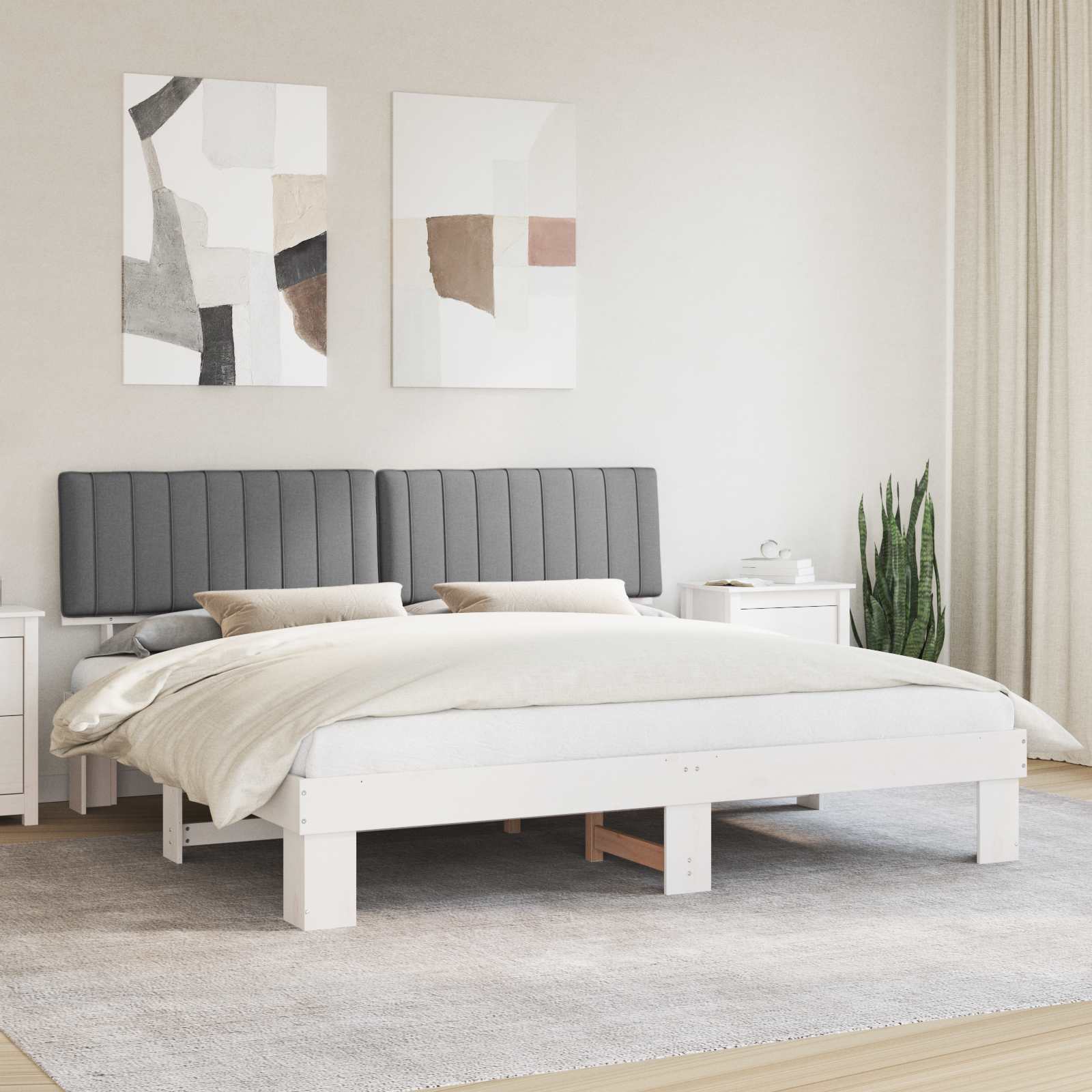 vidaXL Bedframe met Gevoerd Hoofdgedeelte Lichtgrijs 200 x 200 cm