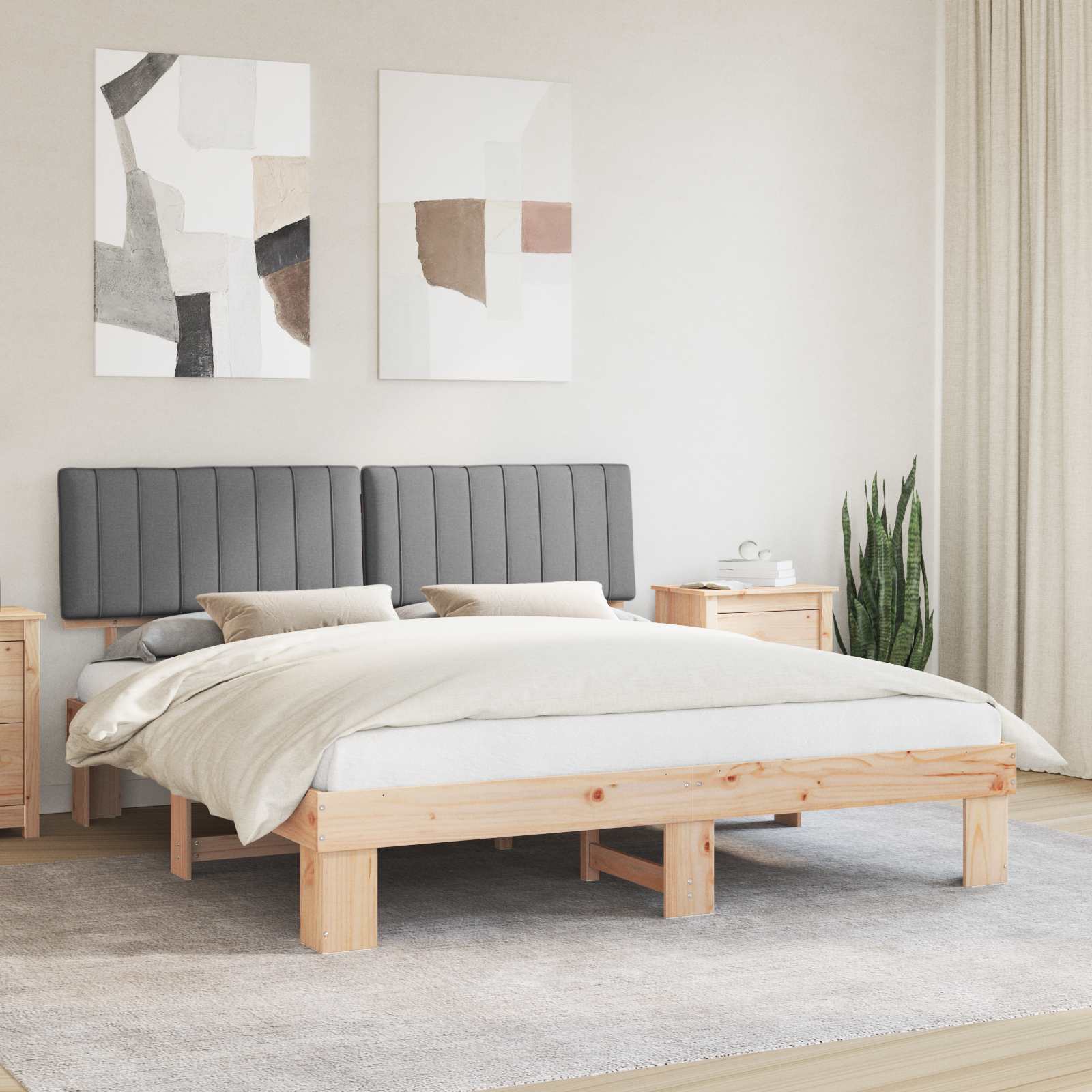 vidaXL Bedframe met Gevoerd Hoofdgedeelte Lichtgrijs 200 x 200 cm