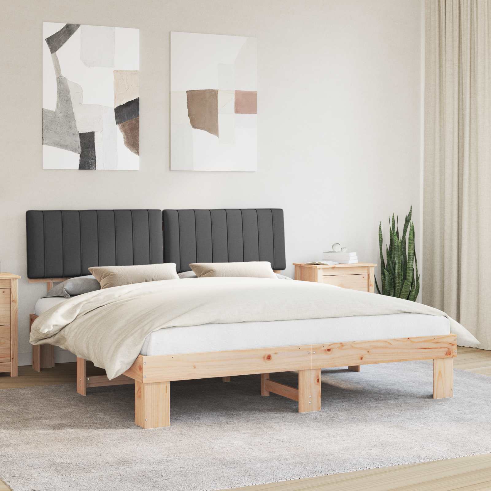 vidaXL Bedframe met Gevoerd Hoofdgedeelte Lichtgrijs 200 x 200 cm