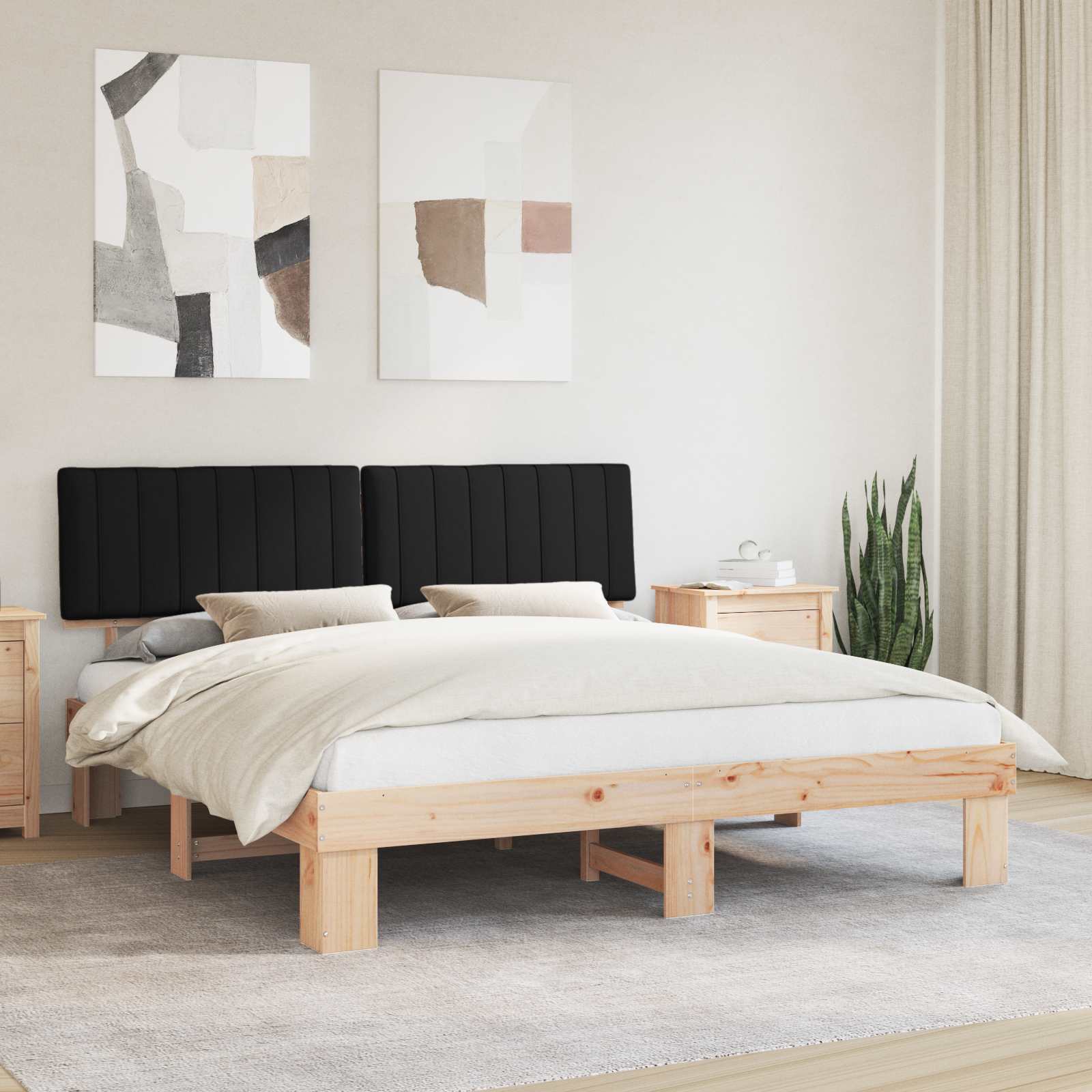 vidaXL Bedframe met Gevoerd Hoofdgedeelte Lichtgrijs 200 x 200 cm