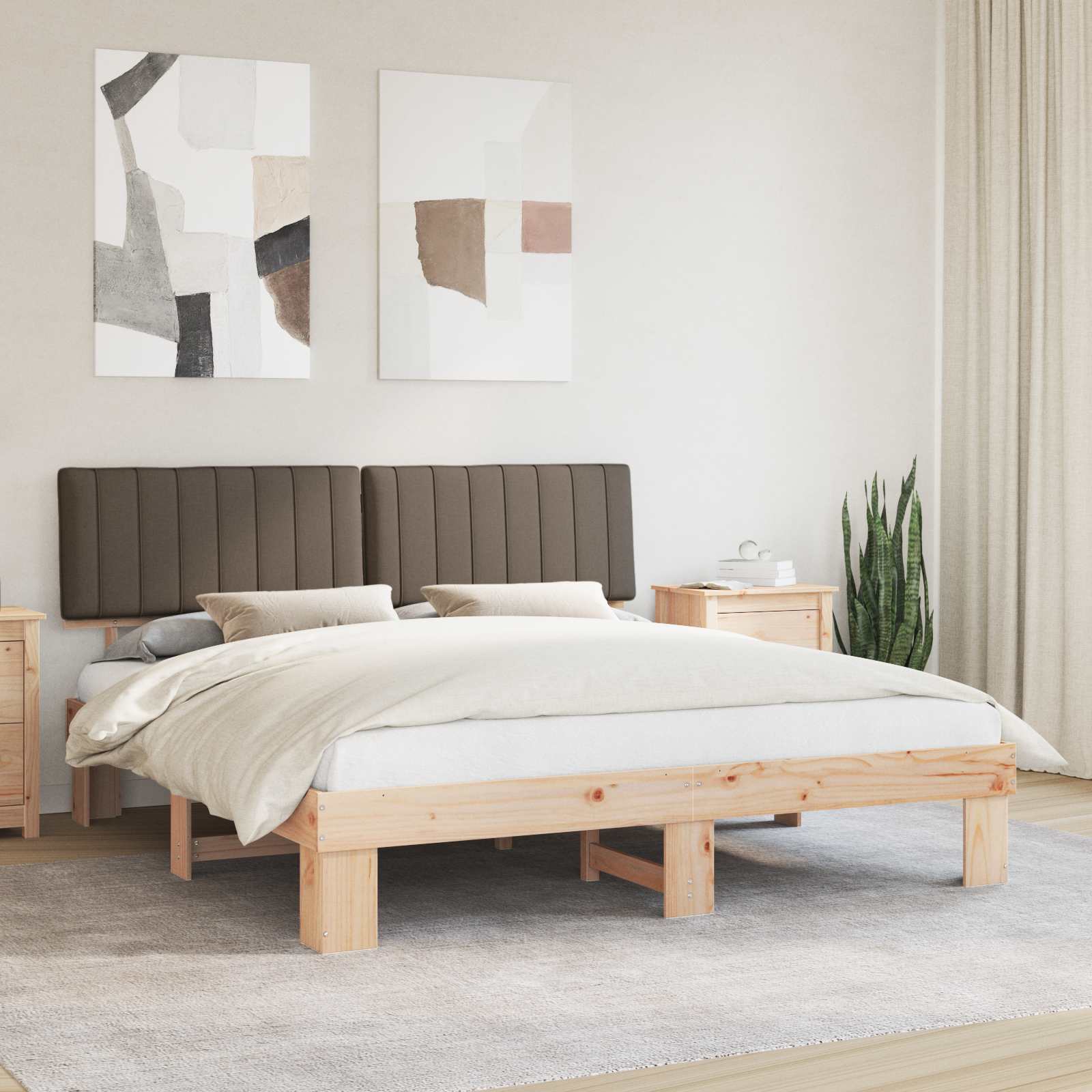 vidaXL Bedframe met Gevoerd Hoofdgedeelte Lichtgrijs 200 x 200 cm