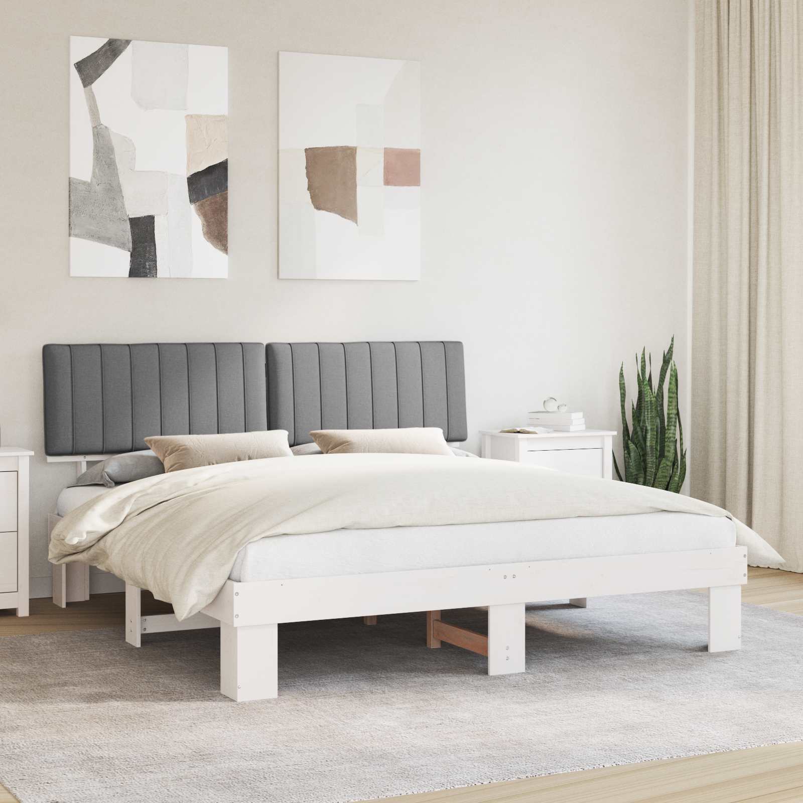 vidaXL Bedframe met Gevoerd Hoofdgedeelte Lichtgrijs 200 x 200 cm