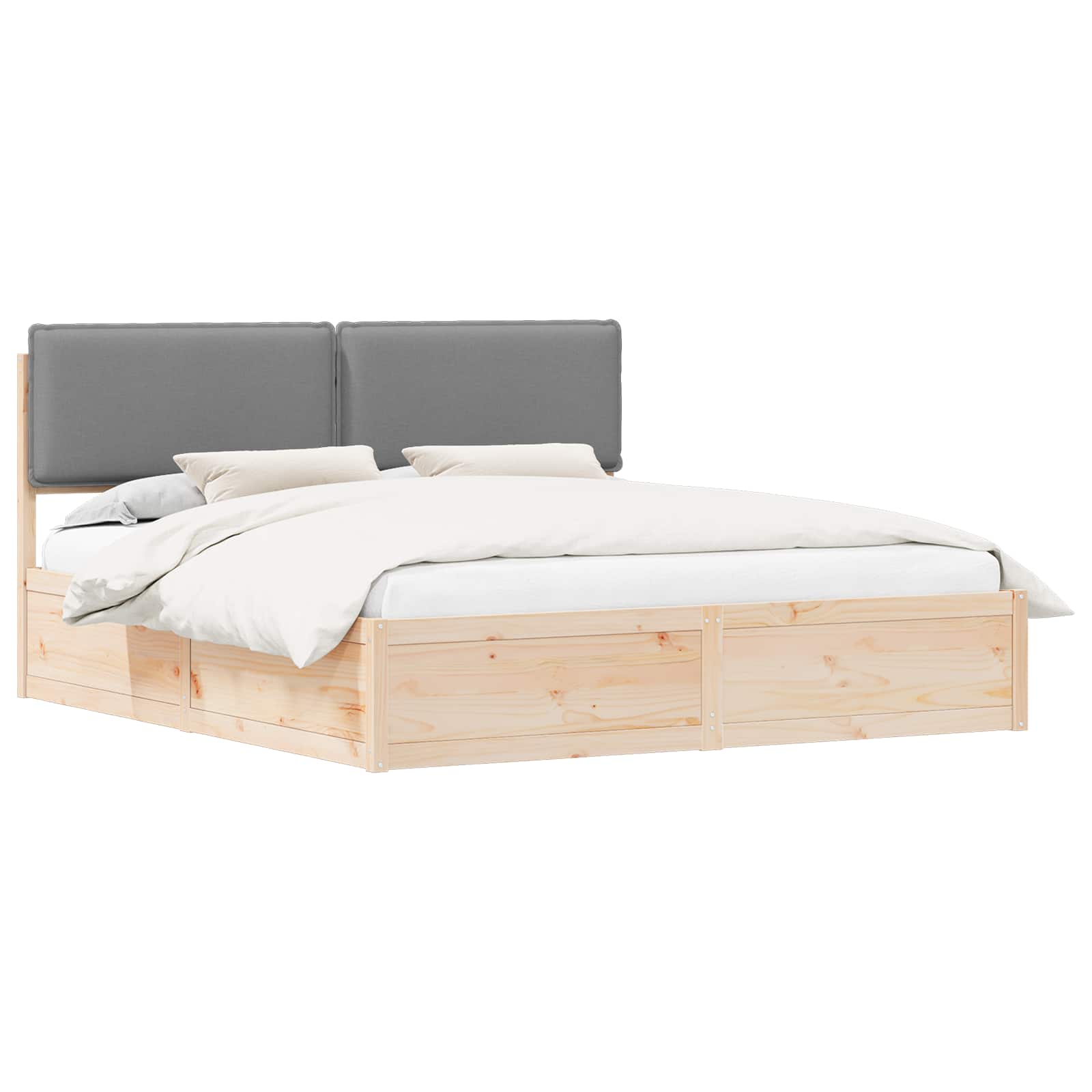 vidaXL Bedframe met Gevoerd Hoofdgedeelte Lichtgrijs 200 x 200 cm