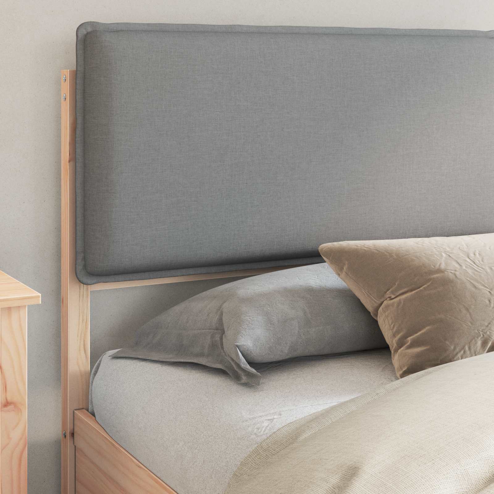 vidaXL Bedframe met Gevoerd Hoofdgedeelte Lichtgrijs 200 x 200 cm