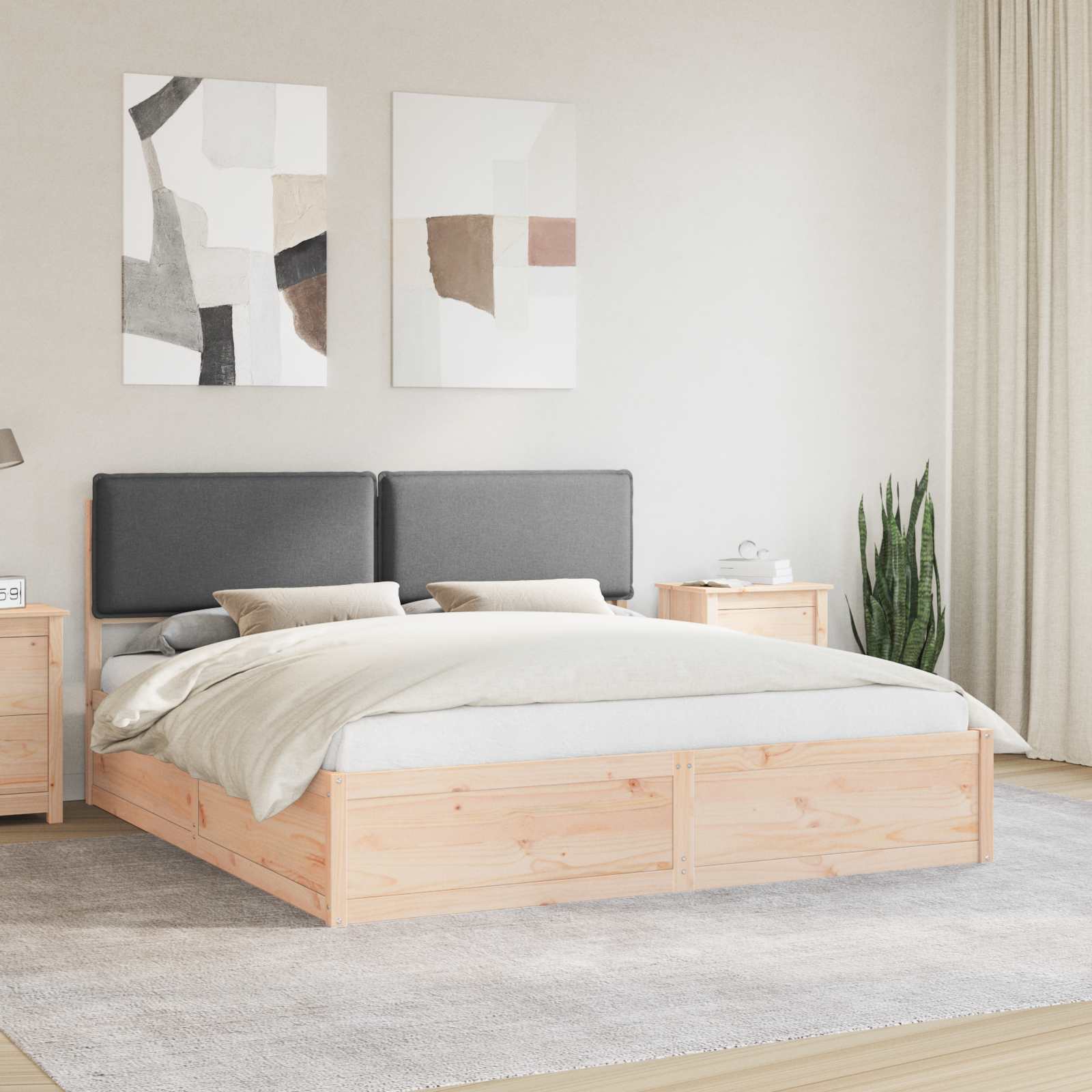 vidaXL Bedframe met Gevoerd Hoofdgedeelte Lichtgrijs 200 x 200 cm