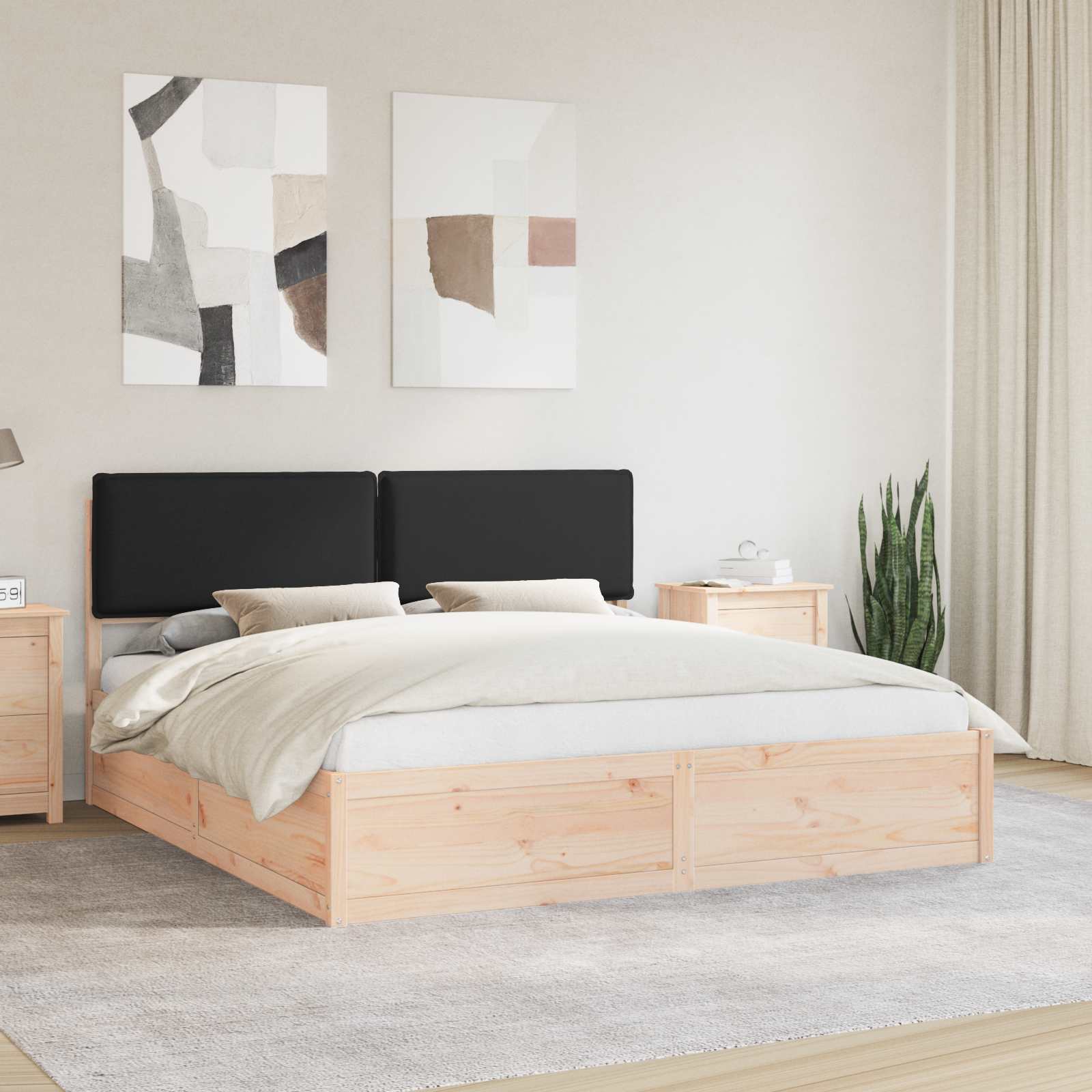 vidaXL Bedframe met Gevoerd Hoofdgedeelte Lichtgrijs 200 x 200 cm