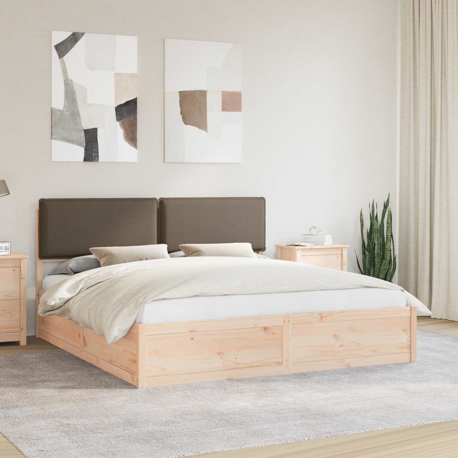 vidaXL Bedframe met Gevoerd Hoofdgedeelte Lichtgrijs 200 x 200 cm
