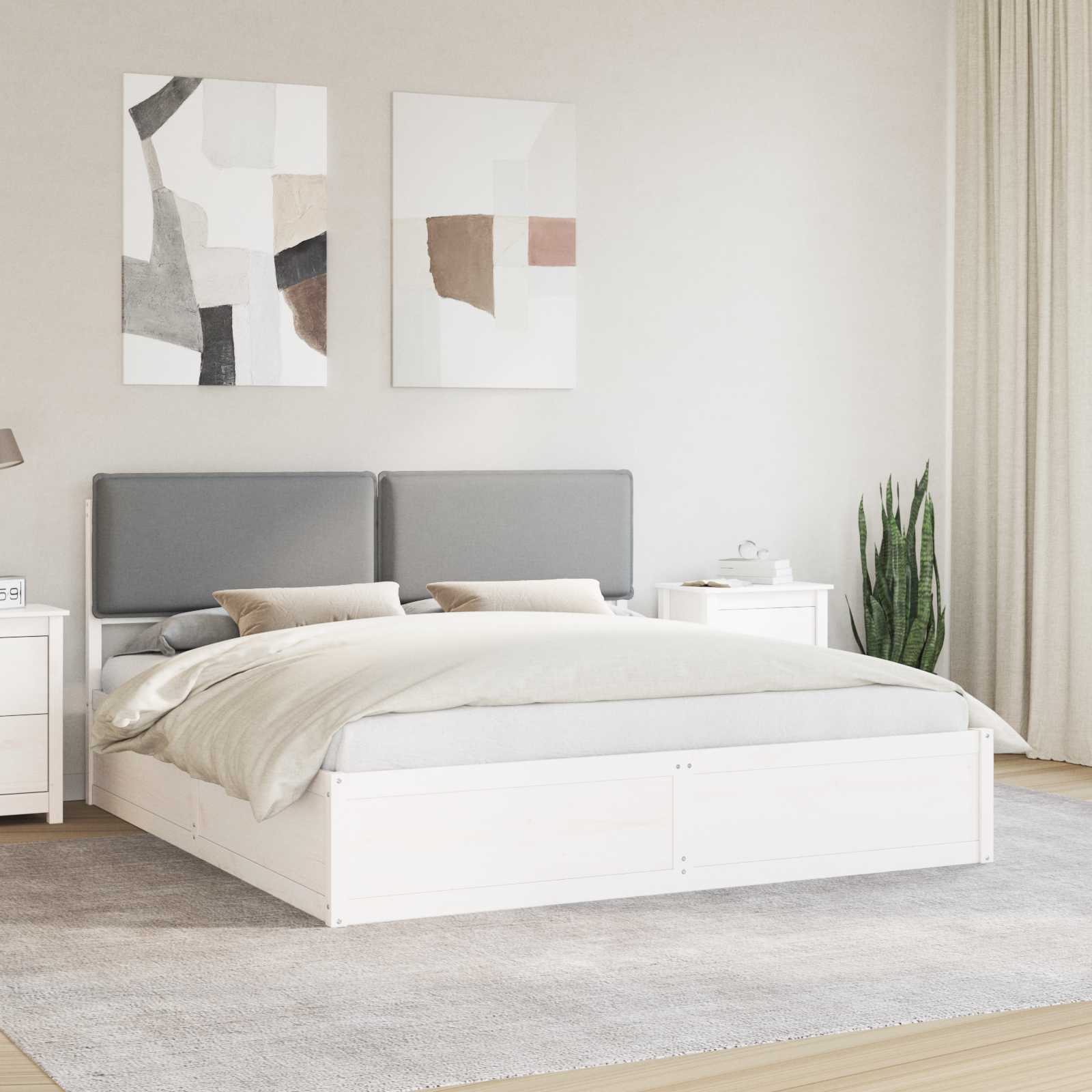 vidaXL Bedframe met Gevoerd Hoofdgedeelte Lichtgrijs 200 x 200 cm