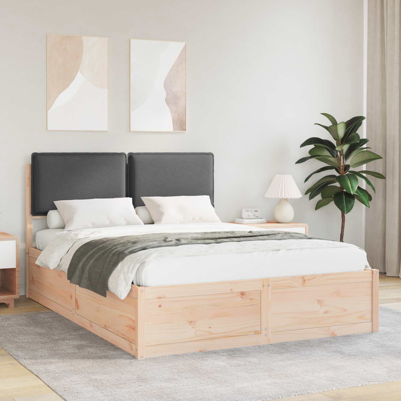 vidaXL Bedframe met Gevoerd Hoofdgedeelte Lichtgrijs 200 x 200 cm