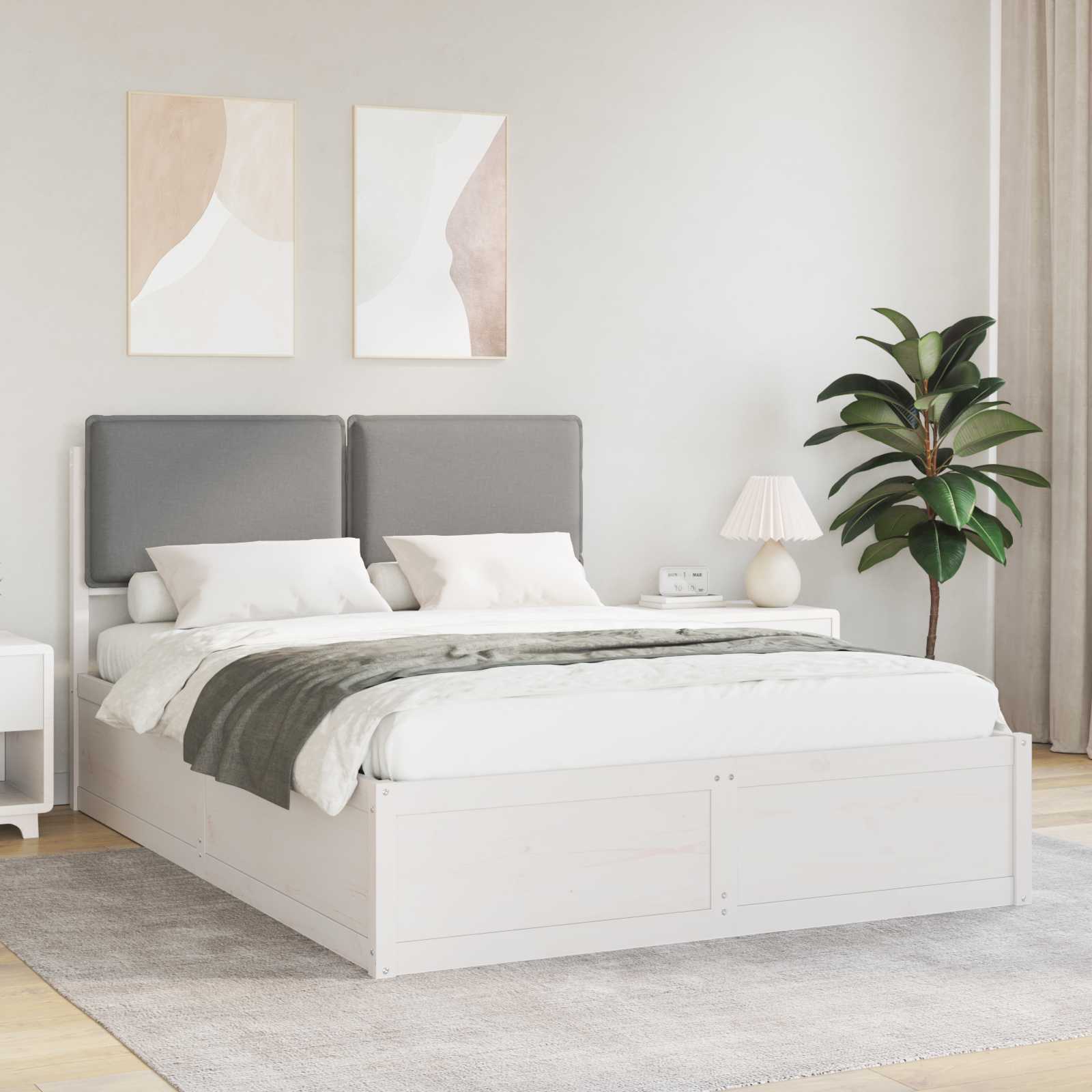 vidaXL Bedframe met Gevoerd Hoofdgedeelte Lichtgrijs 200 x 200 cm