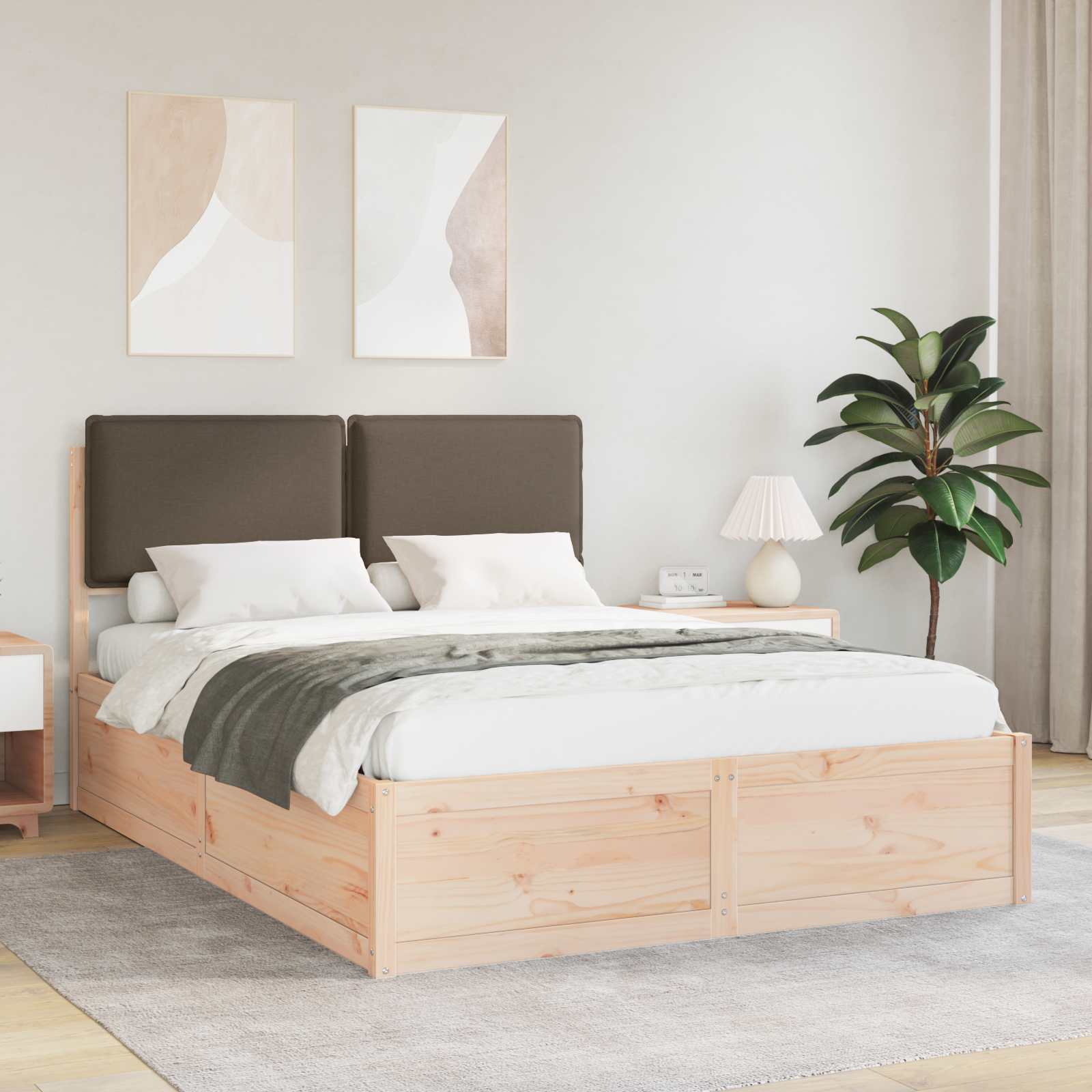 vidaXL Bedframe met Gevoerd Hoofdgedeelte Lichtgrijs 200 x 200 cm