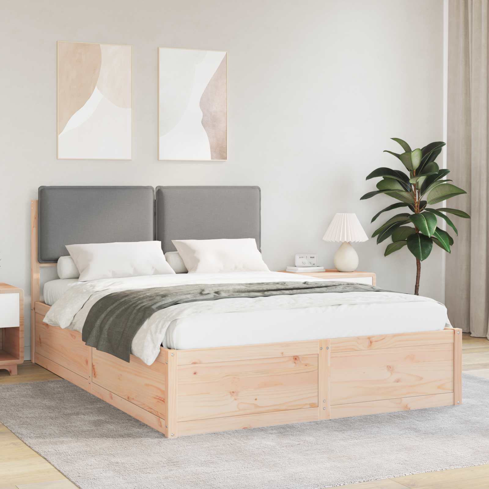 vidaXL Bedframe met Gevoerd Hoofdgedeelte Lichtgrijs 200 x 200 cm