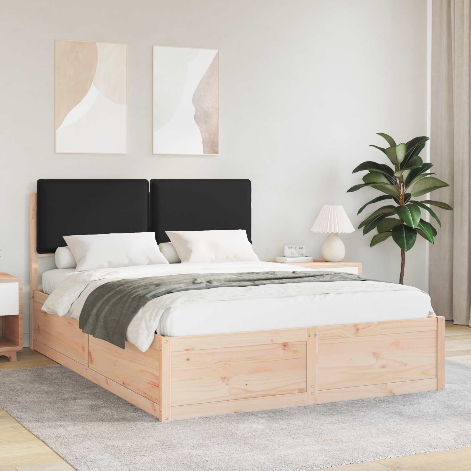 vidaXL Bedframe met Gevoerd Hoofdgedeelte Lichtgrijs 200 x 200 cm