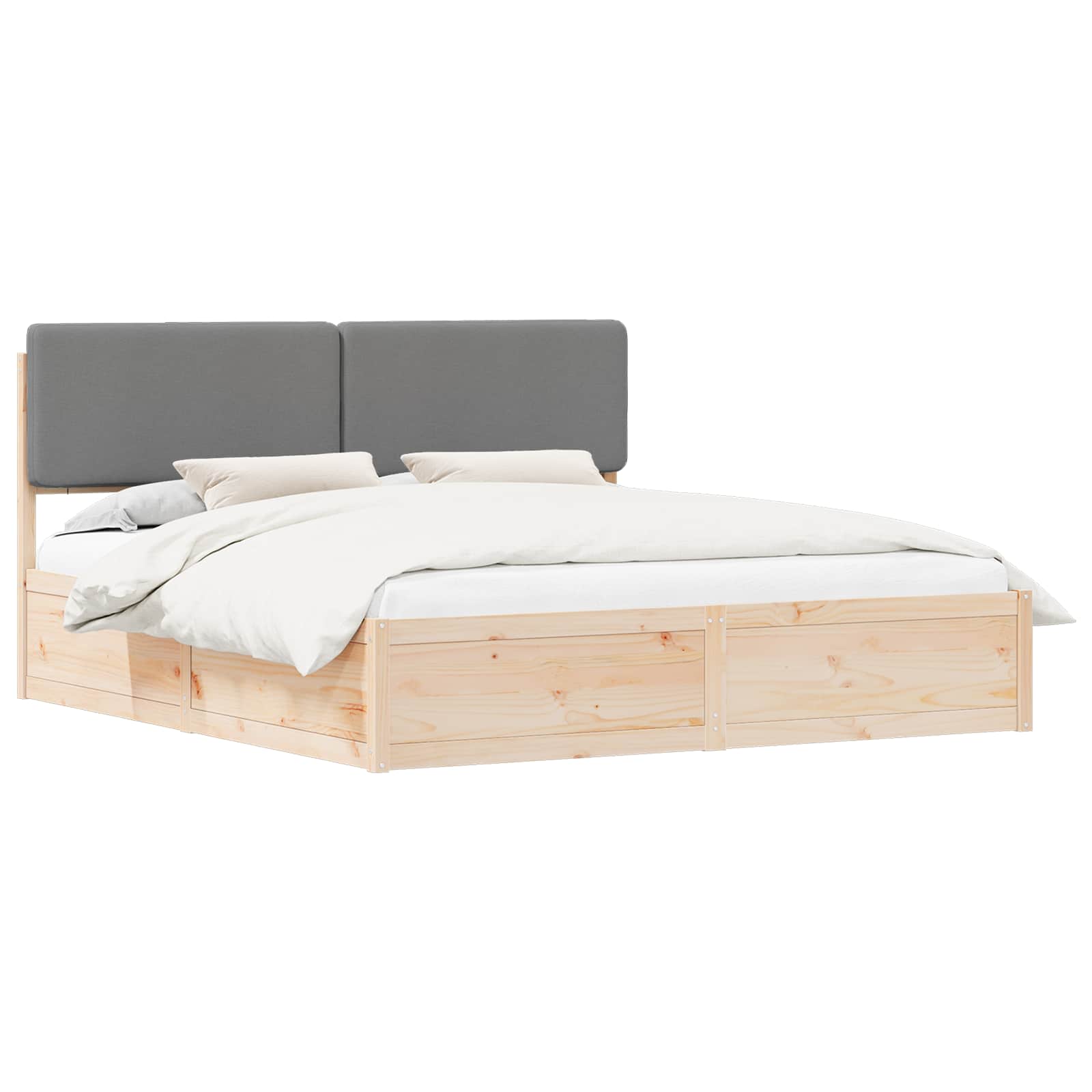vidaXL Bedframe met Gevoerd Hoofdgedeelte Lichtgrijs 200 x 200 cm