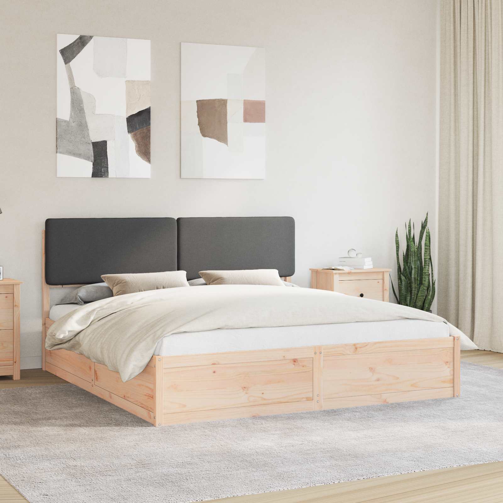 vidaXL Bedframe met Gevoerd Hoofdgedeelte Lichtgrijs 200 x 200 cm