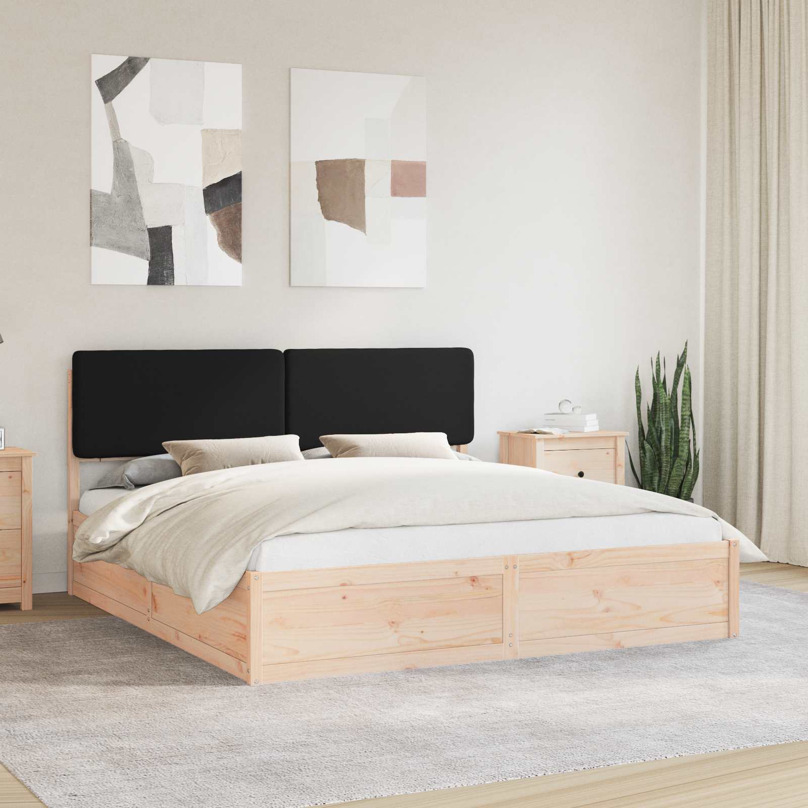 vidaXL Bedframe met Gevoerd Hoofdgedeelte Lichtgrijs 200 x 200 cm