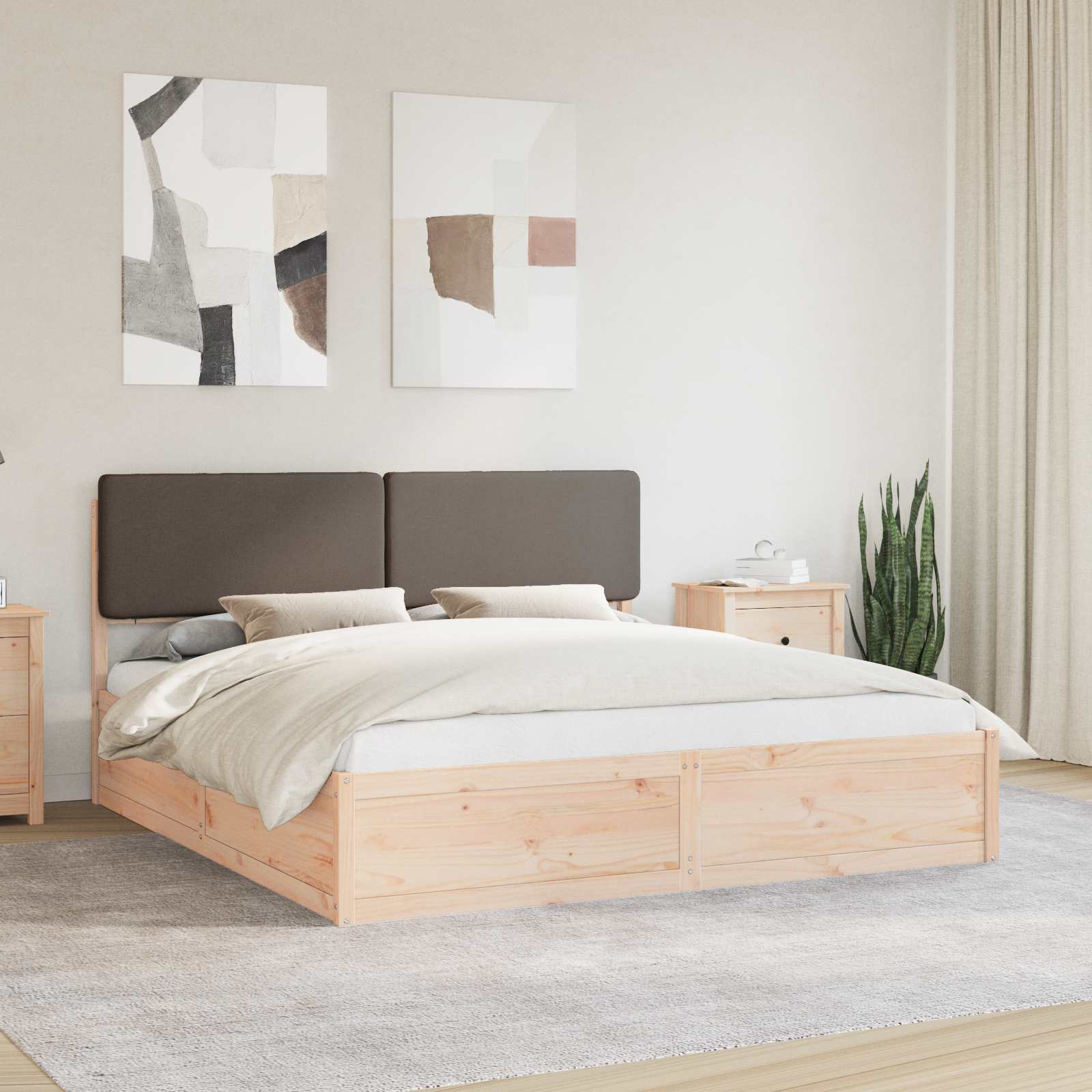vidaXL Bedframe met Gevoerd Hoofdgedeelte Lichtgrijs 200 x 200 cm
