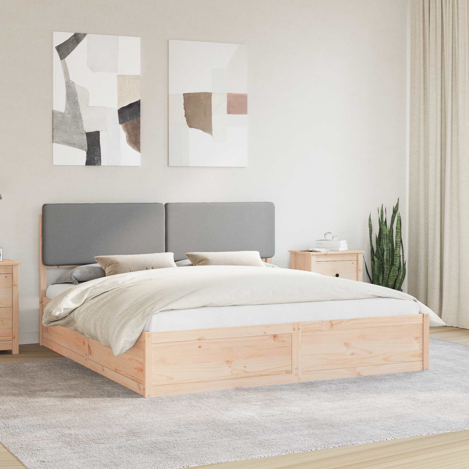 vidaXL Bedframe met Gevoerd Hoofdgedeelte Lichtgrijs 200 x 200 cm