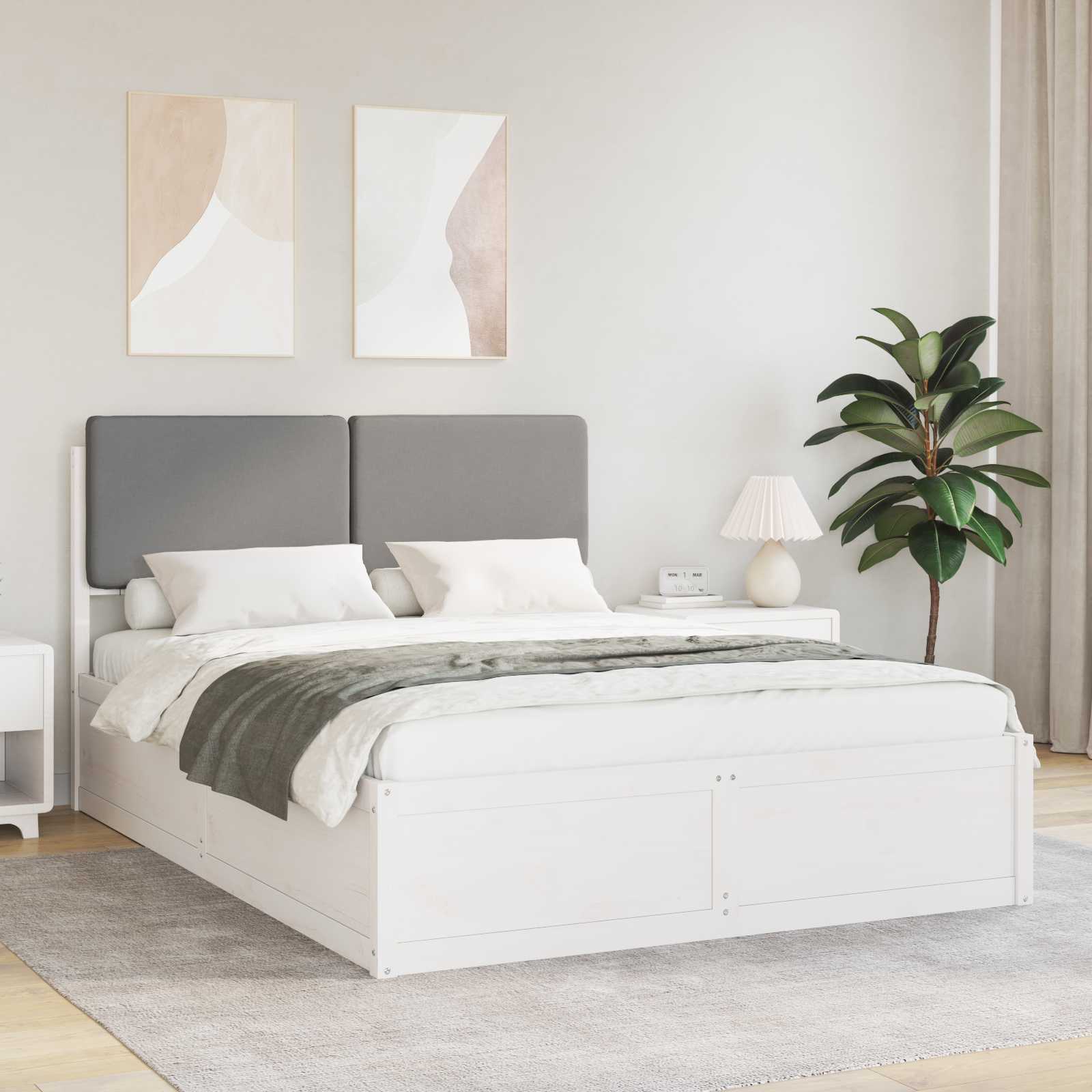 vidaXL Bedframe met Gevoerd Hoofdgedeelte Lichtgrijs 200 x 200 cm