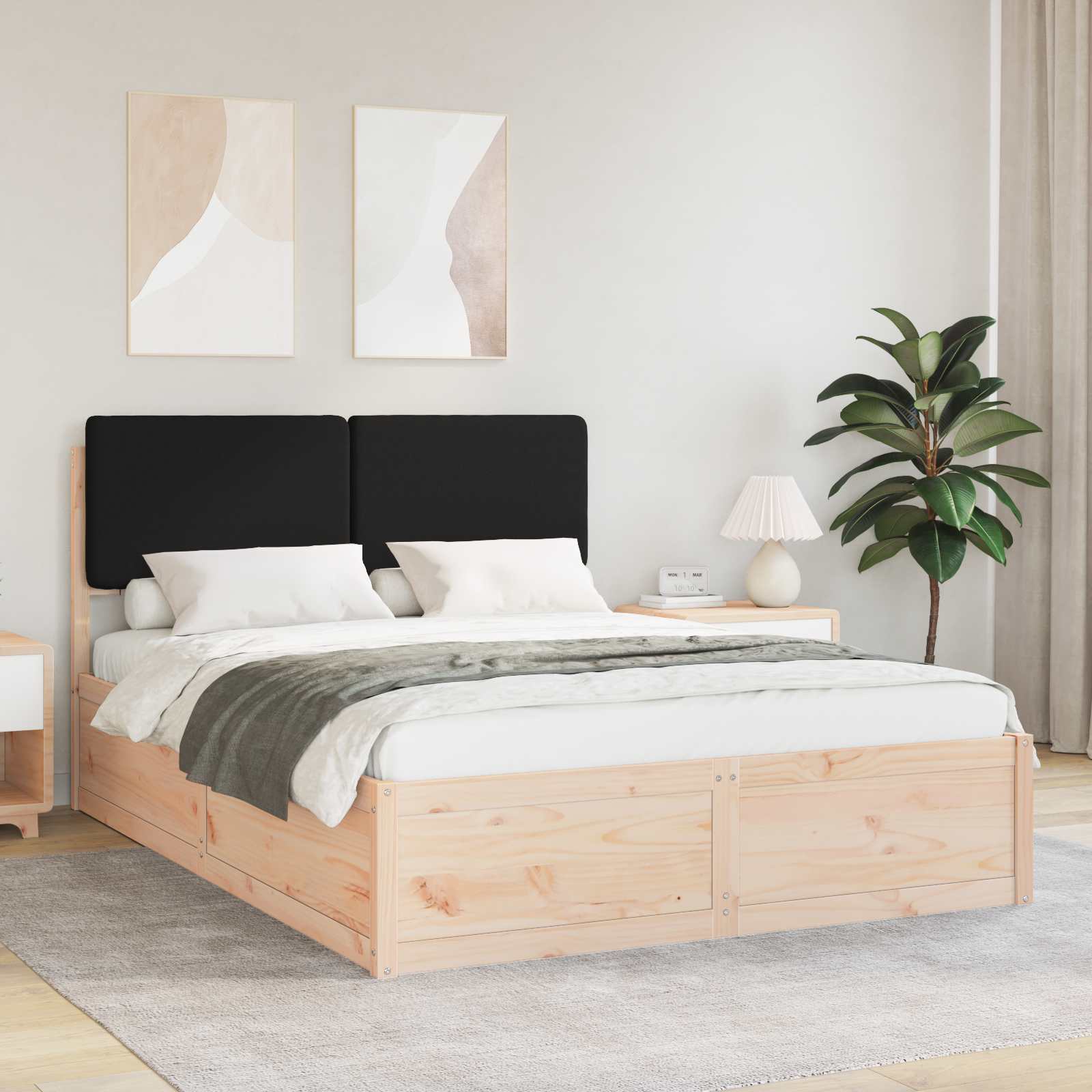 vidaXL Bedframe met Gevoerd Hoofdgedeelte Lichtgrijs 200 x 200 cm