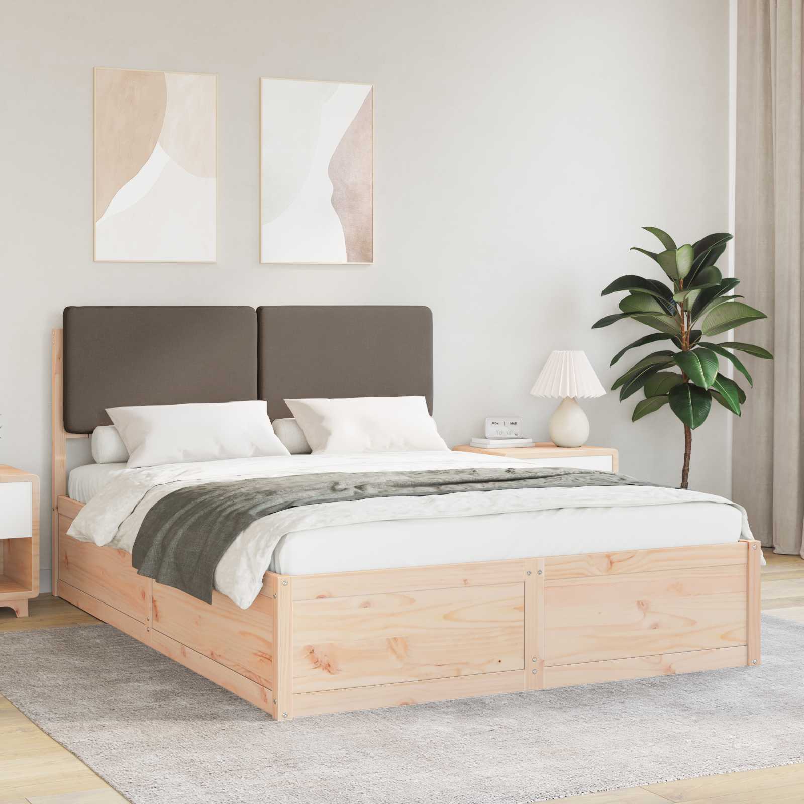 vidaXL Bedframe met Gevoerd Hoofdgedeelte Lichtgrijs 200 x 200 cm