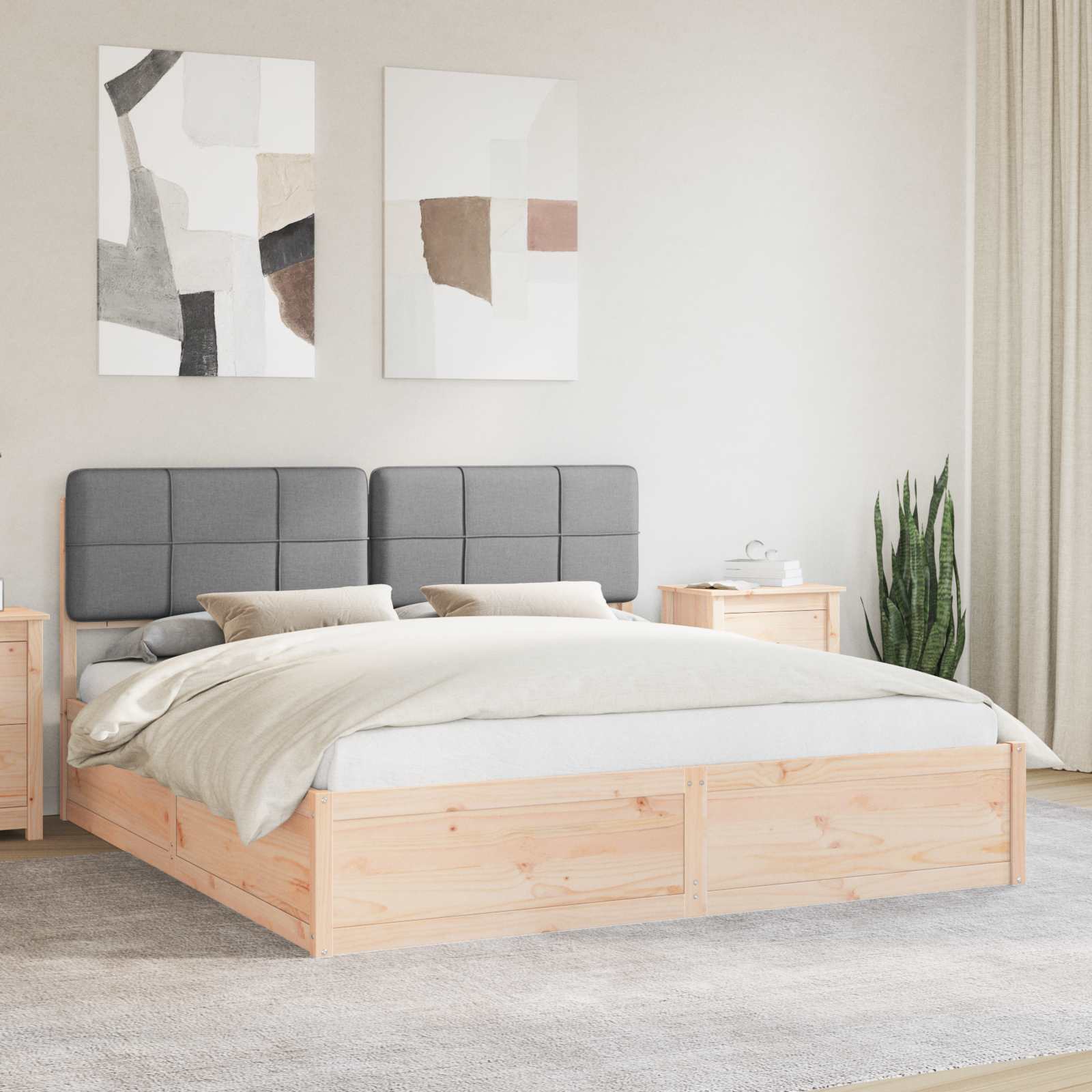 vidaXL Bedframe met Gevoerd Hoofdgedeelte Lichtgrijs 200 x 200 cm