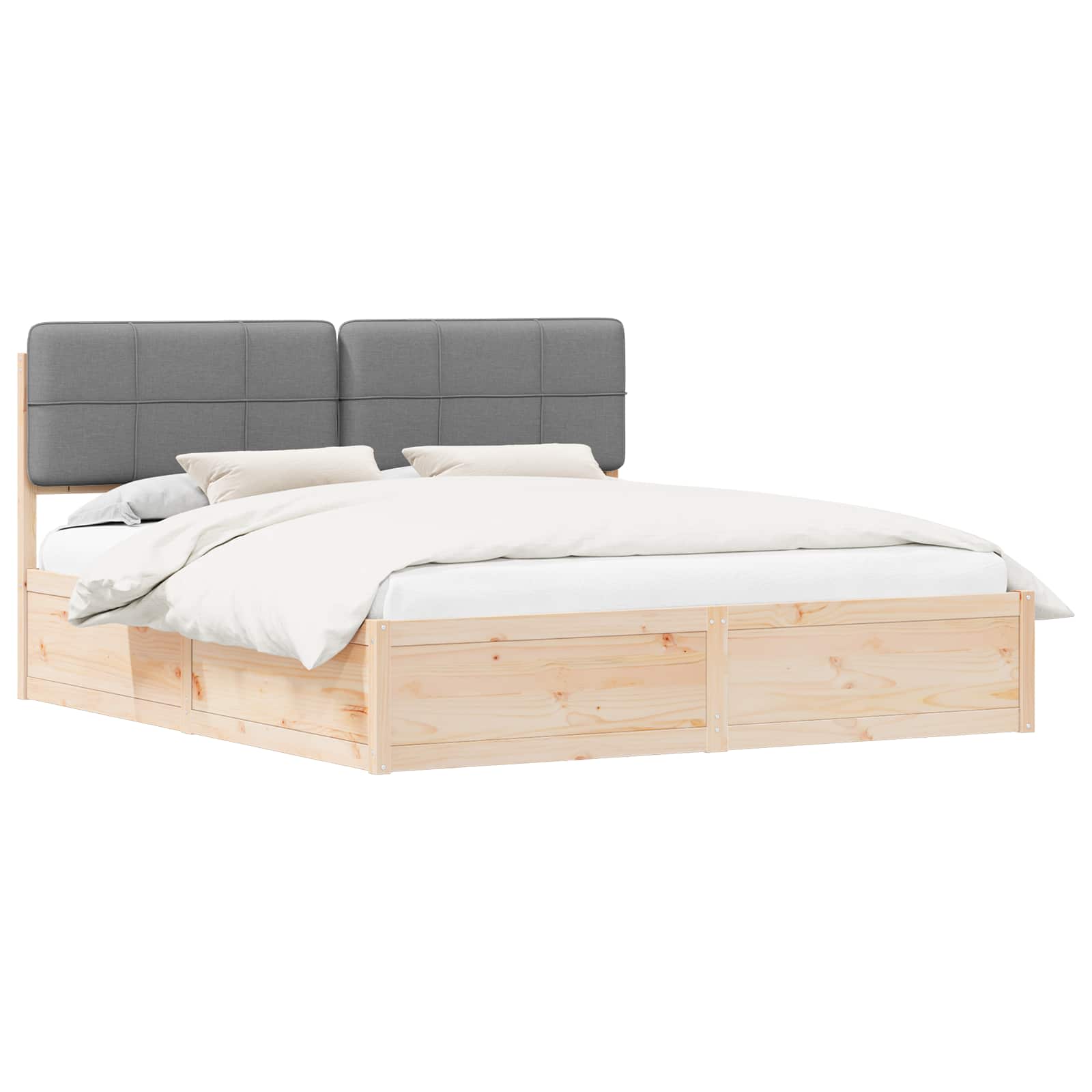 vidaXL Bedframe met Gevoerd Hoofdgedeelte Lichtgrijs 200 x 200 cm