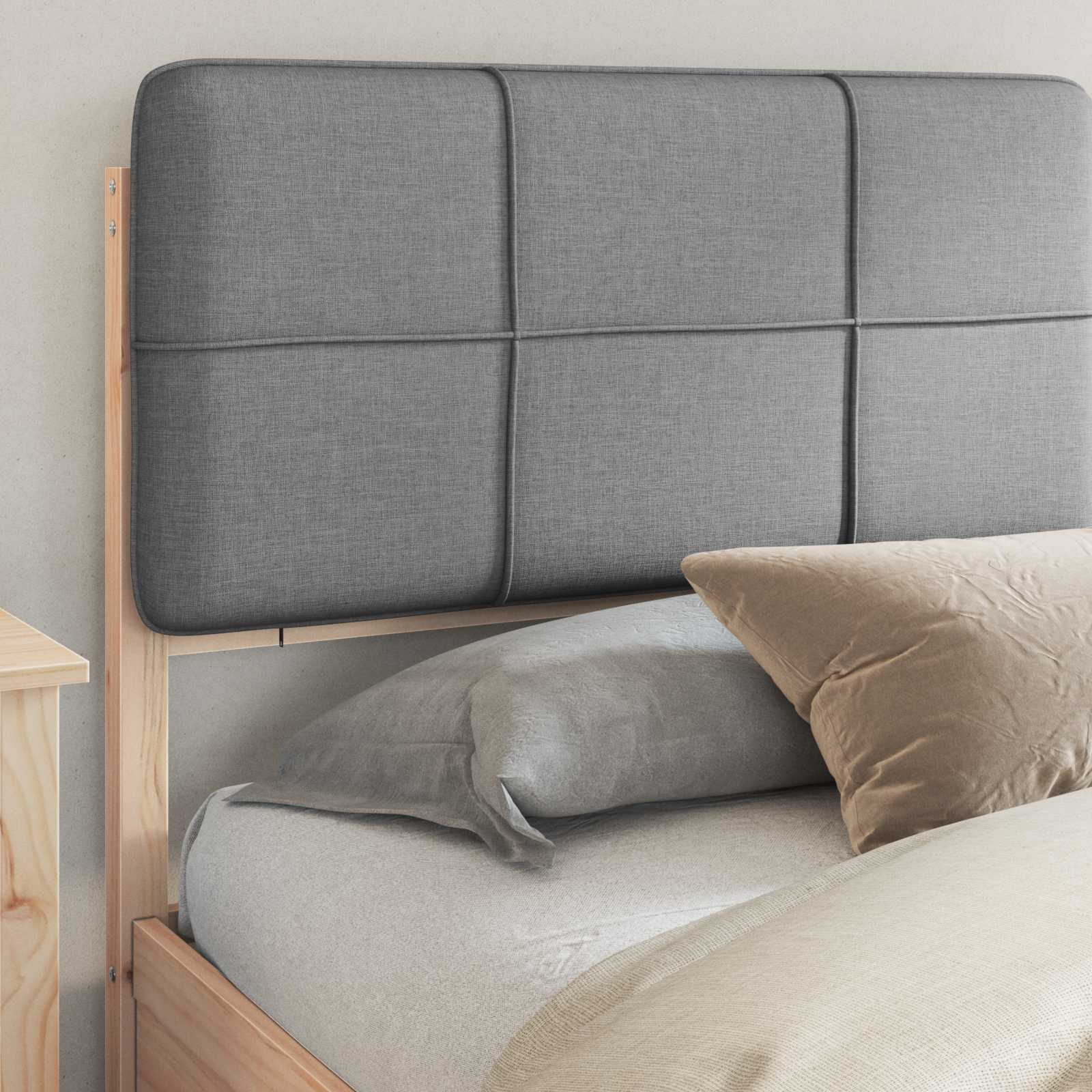 vidaXL Bedframe met Gevoerd Hoofdgedeelte Lichtgrijs 200 x 200 cm