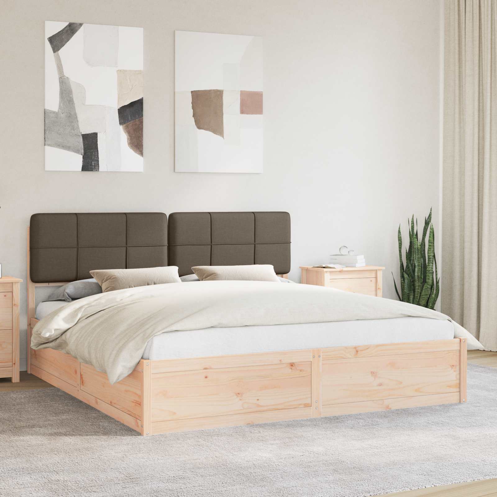 vidaXL Bedframe met Gevoerd Hoofdgedeelte Lichtgrijs 200 x 200 cm