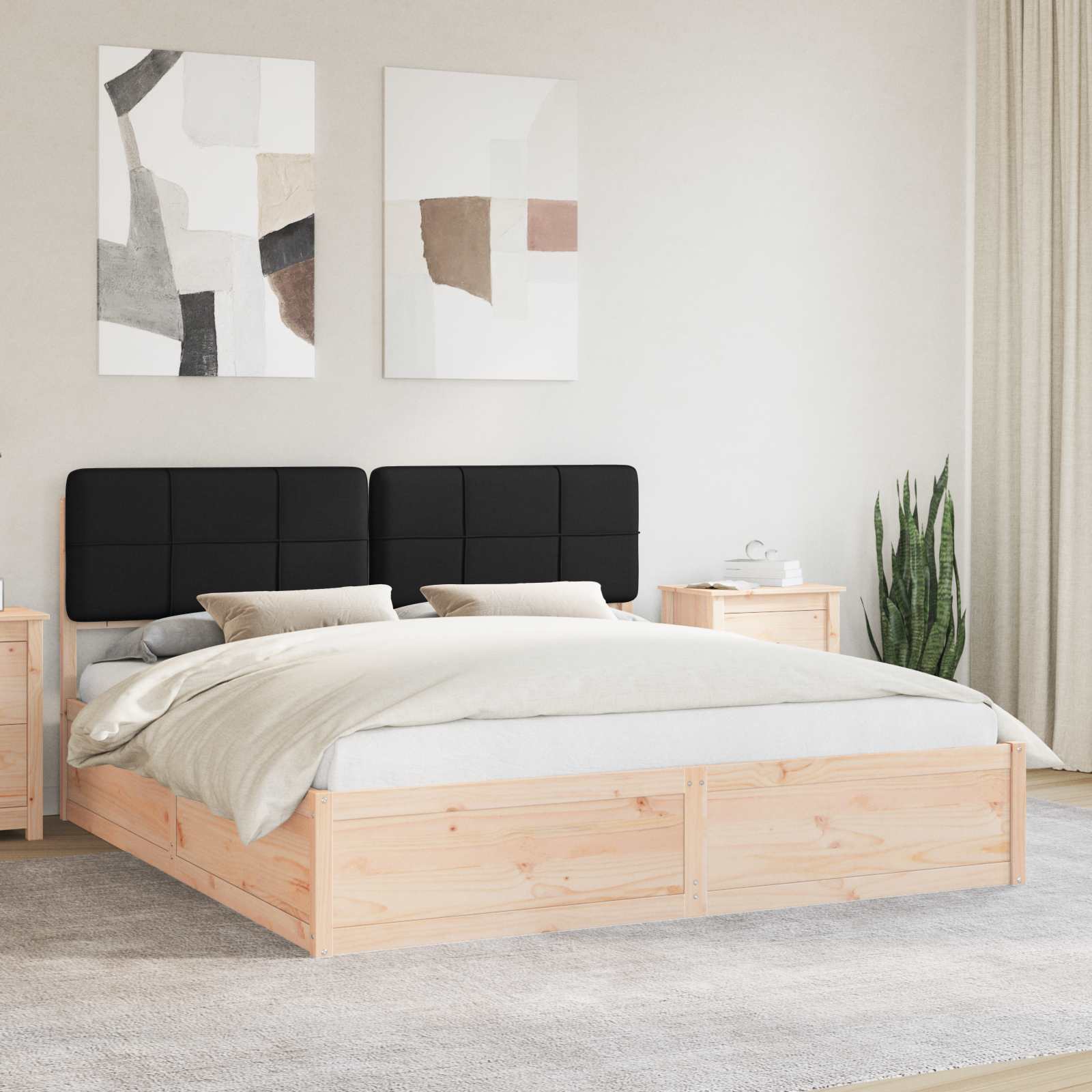 vidaXL Bedframe met Gevoerd Hoofdgedeelte Lichtgrijs 200 x 200 cm