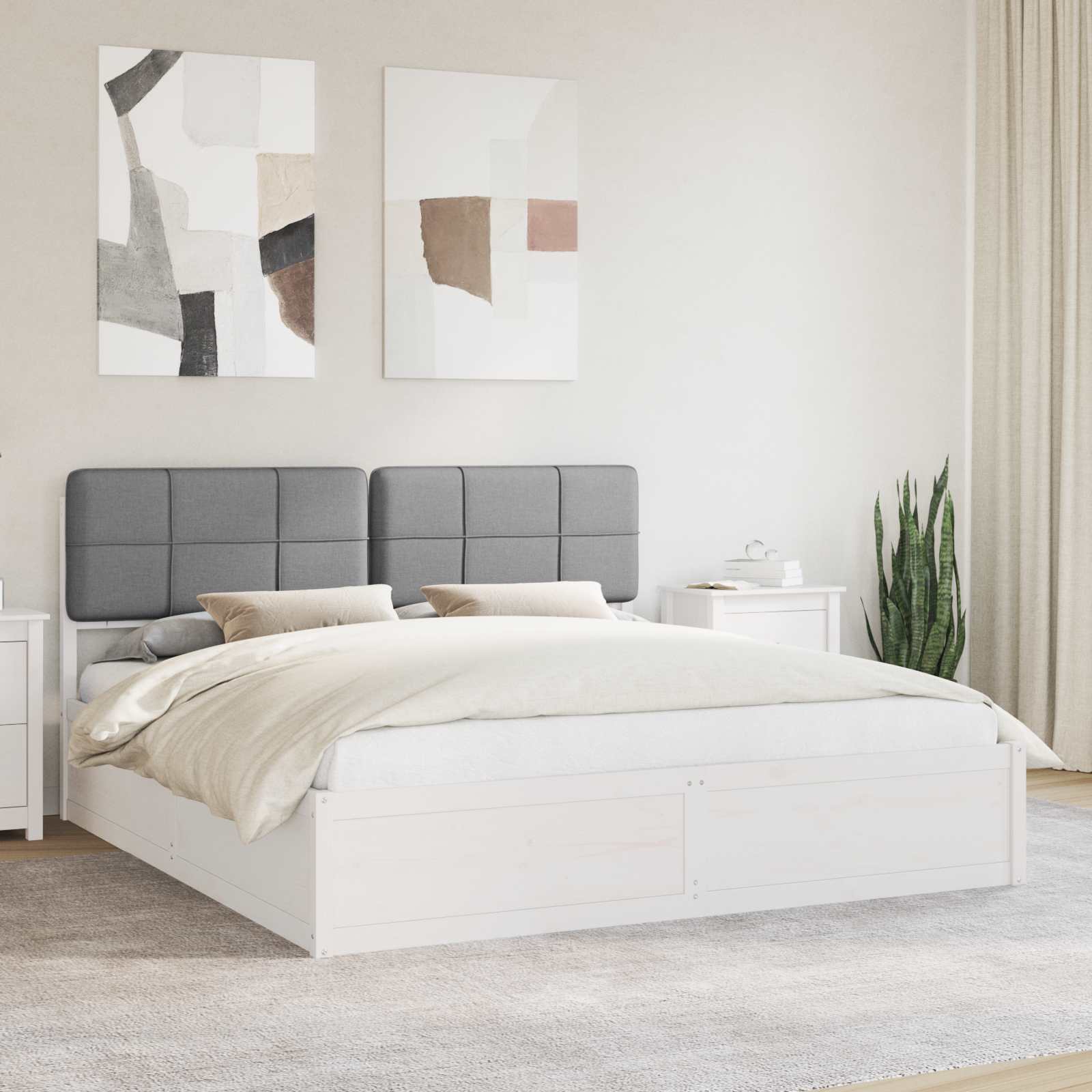 vidaXL Bedframe met Gevoerd Hoofdgedeelte Lichtgrijs 200 x 200 cm