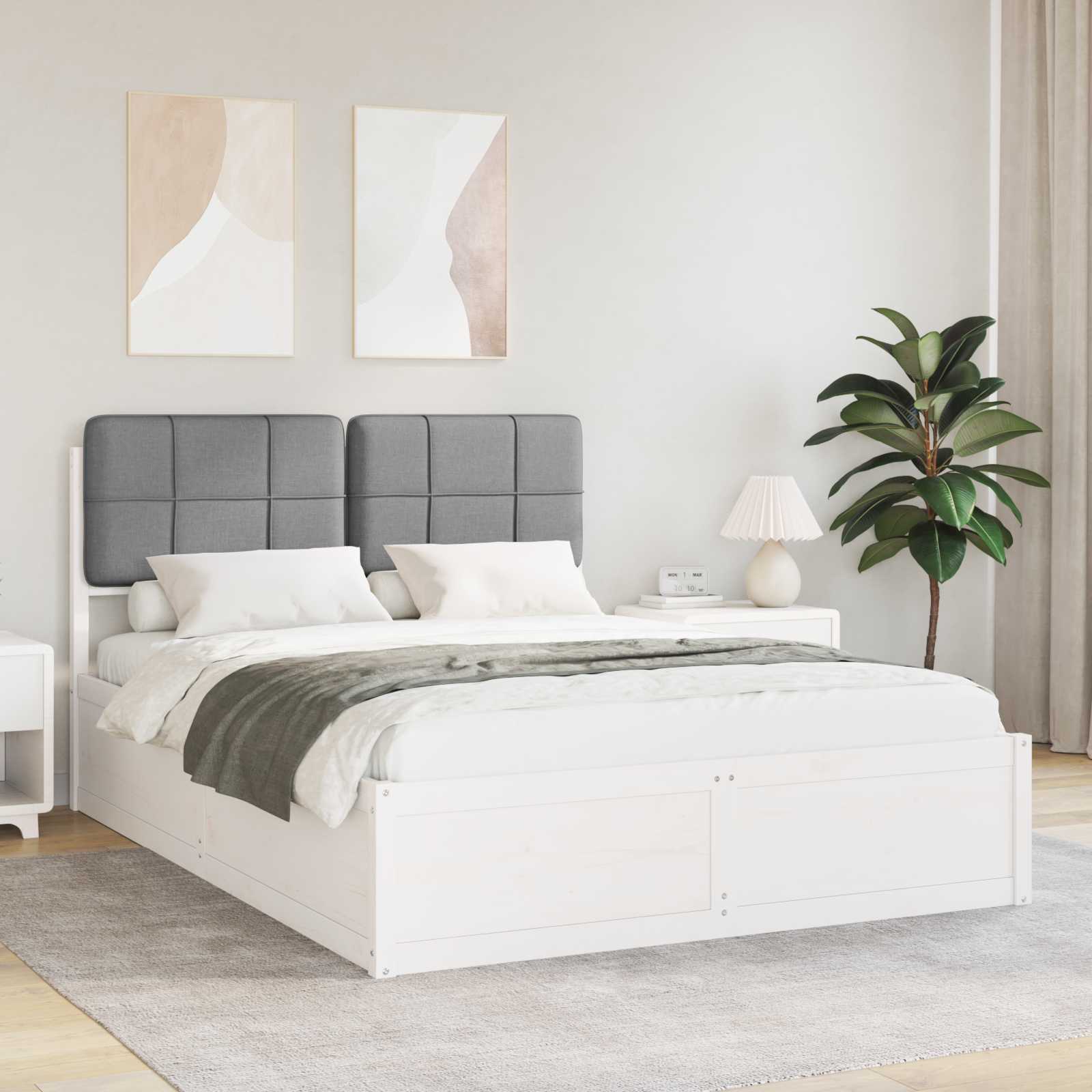 vidaXL Bedframe met Gevoerd Hoofdgedeelte Lichtgrijs 200 x 200 cm