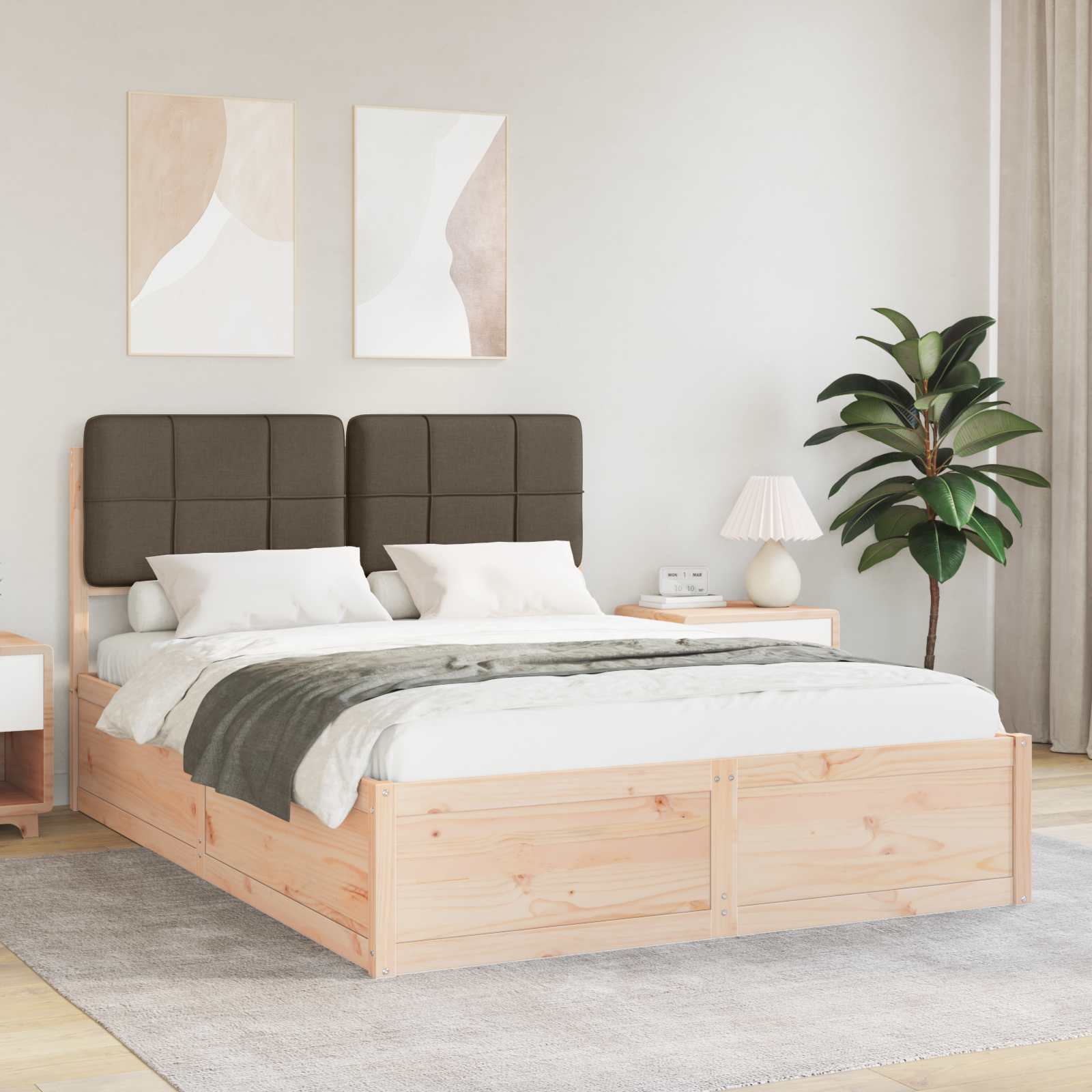 vidaXL Bedframe met Gevoerd Hoofdgedeelte Lichtgrijs 200 x 200 cm