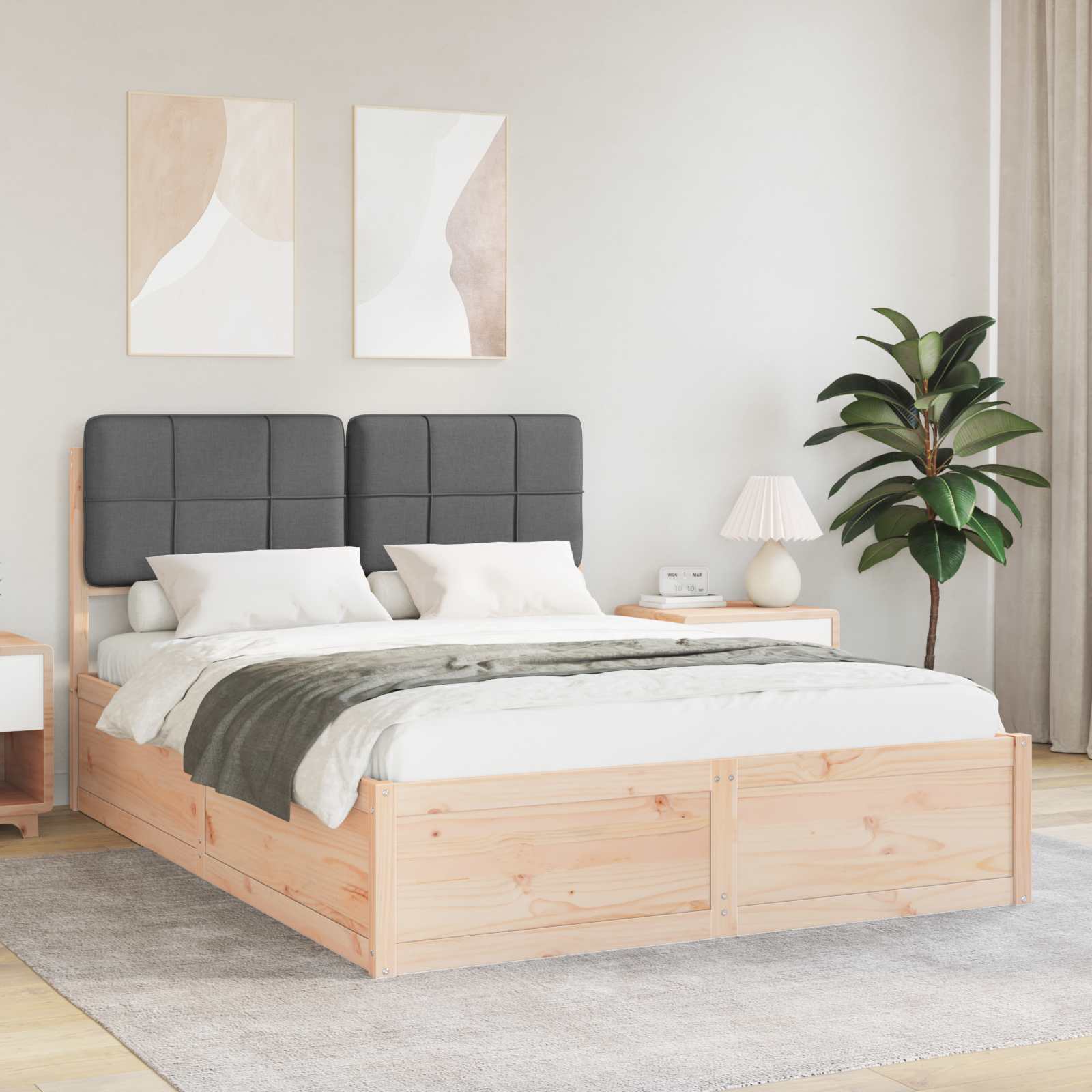 vidaXL Bedframe met Gevoerd Hoofdgedeelte Lichtgrijs 200 x 200 cm