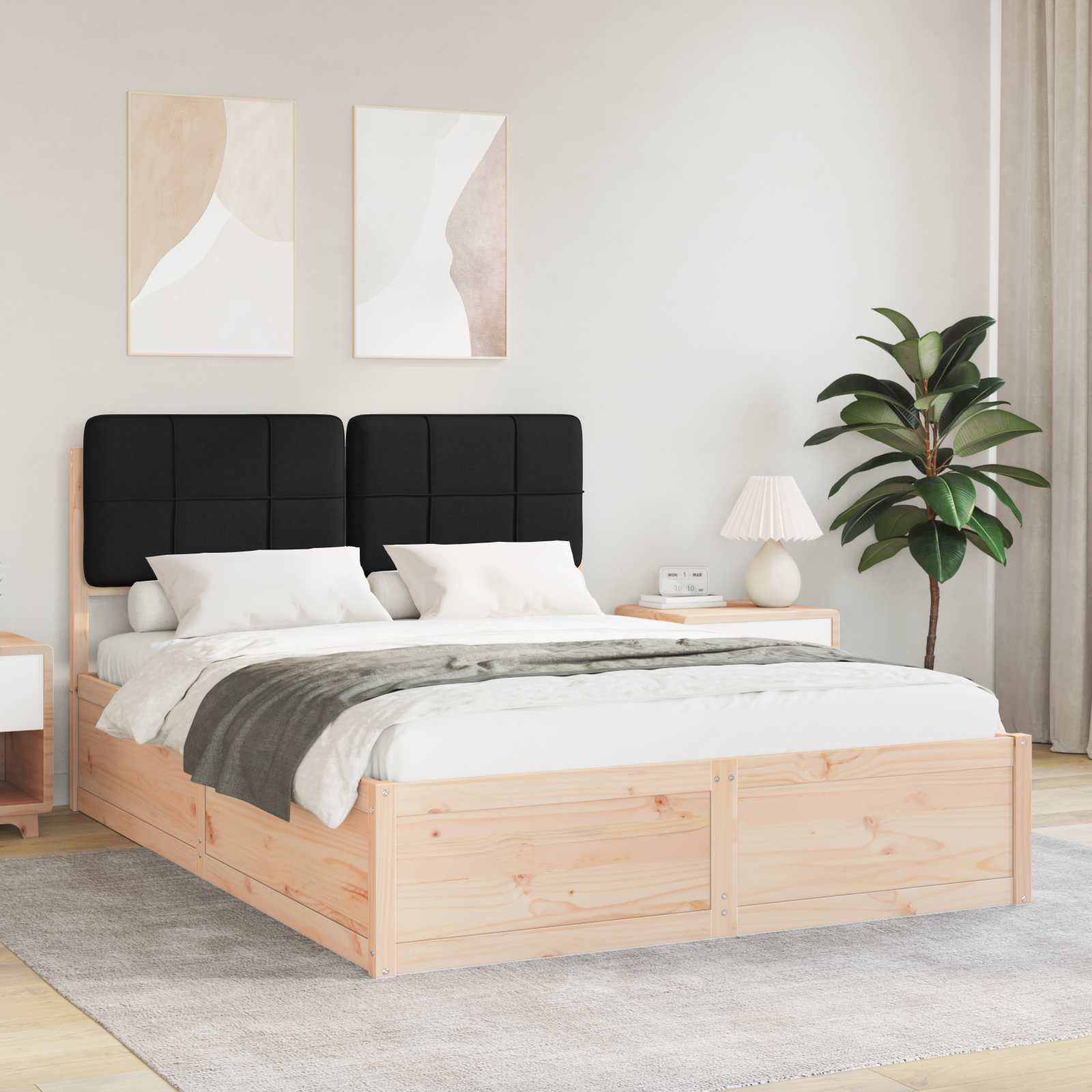 vidaXL Bedframe met Gevoerd Hoofdgedeelte Lichtgrijs 200 x 200 cm