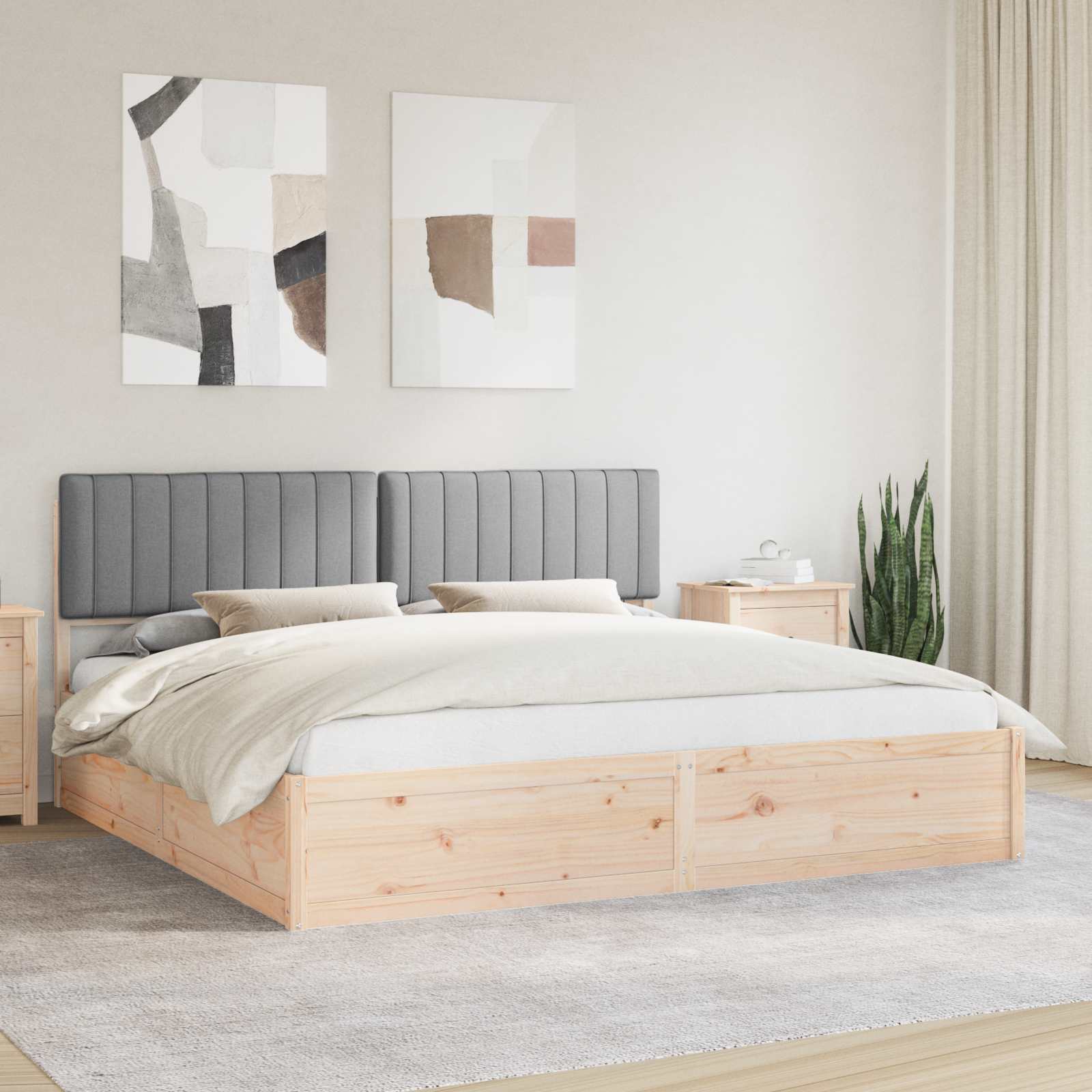 vidaXL Bedframe met Gevoerd Hoofdgedeelte Lichtgrijs 200 x 200 cm