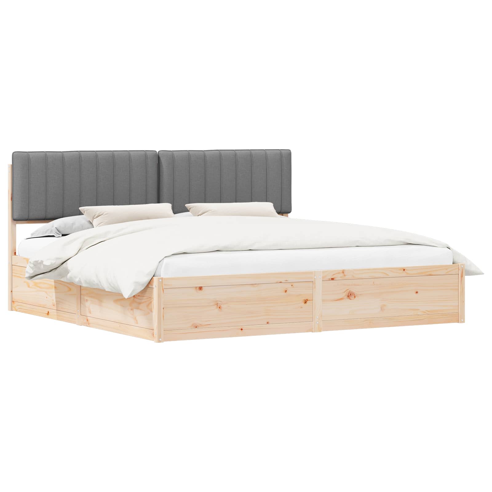 vidaXL Bedframe met Gevoerd Hoofdgedeelte Lichtgrijs 200 x 200 cm