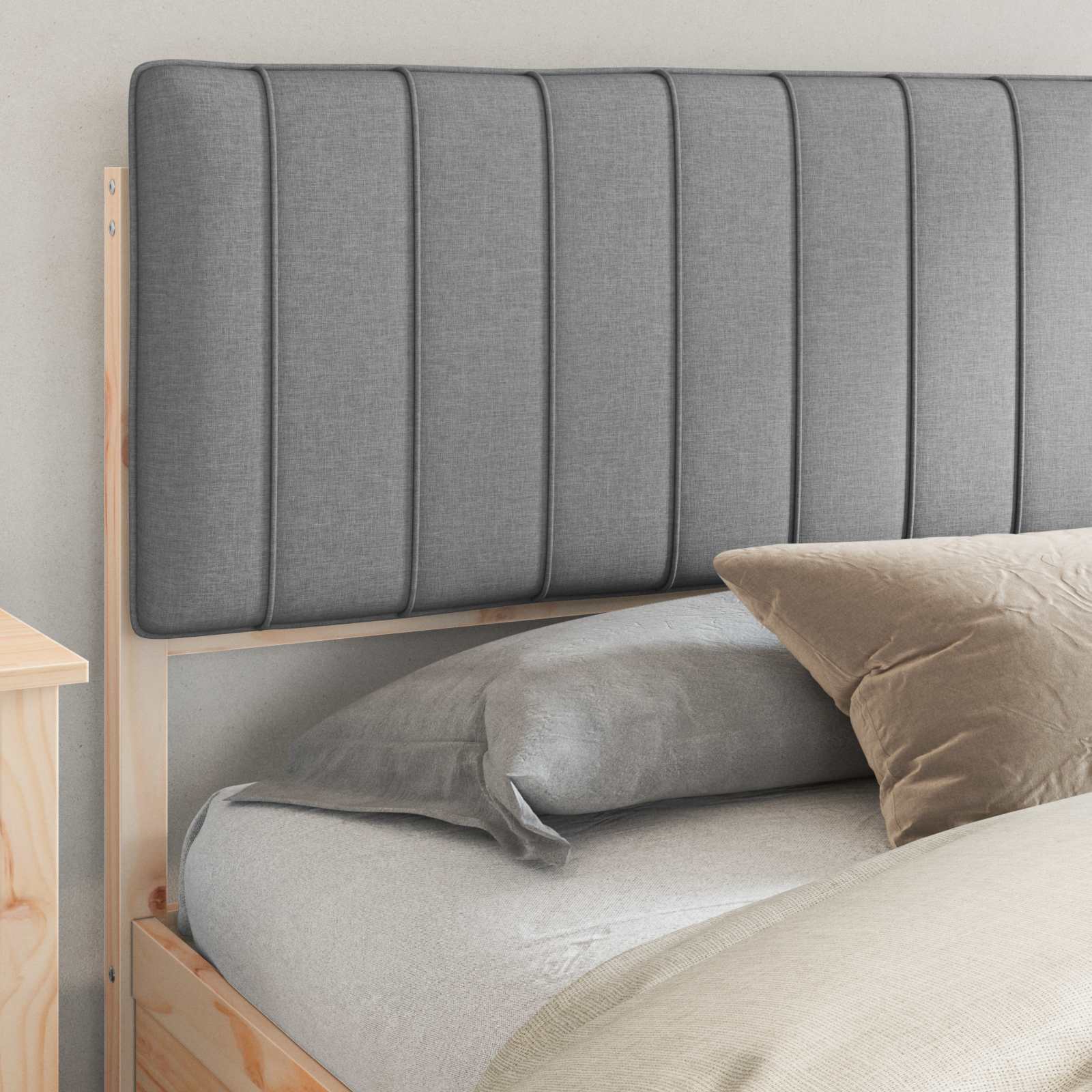 vidaXL Bedframe met Gevoerd Hoofdgedeelte Lichtgrijs 200 x 200 cm