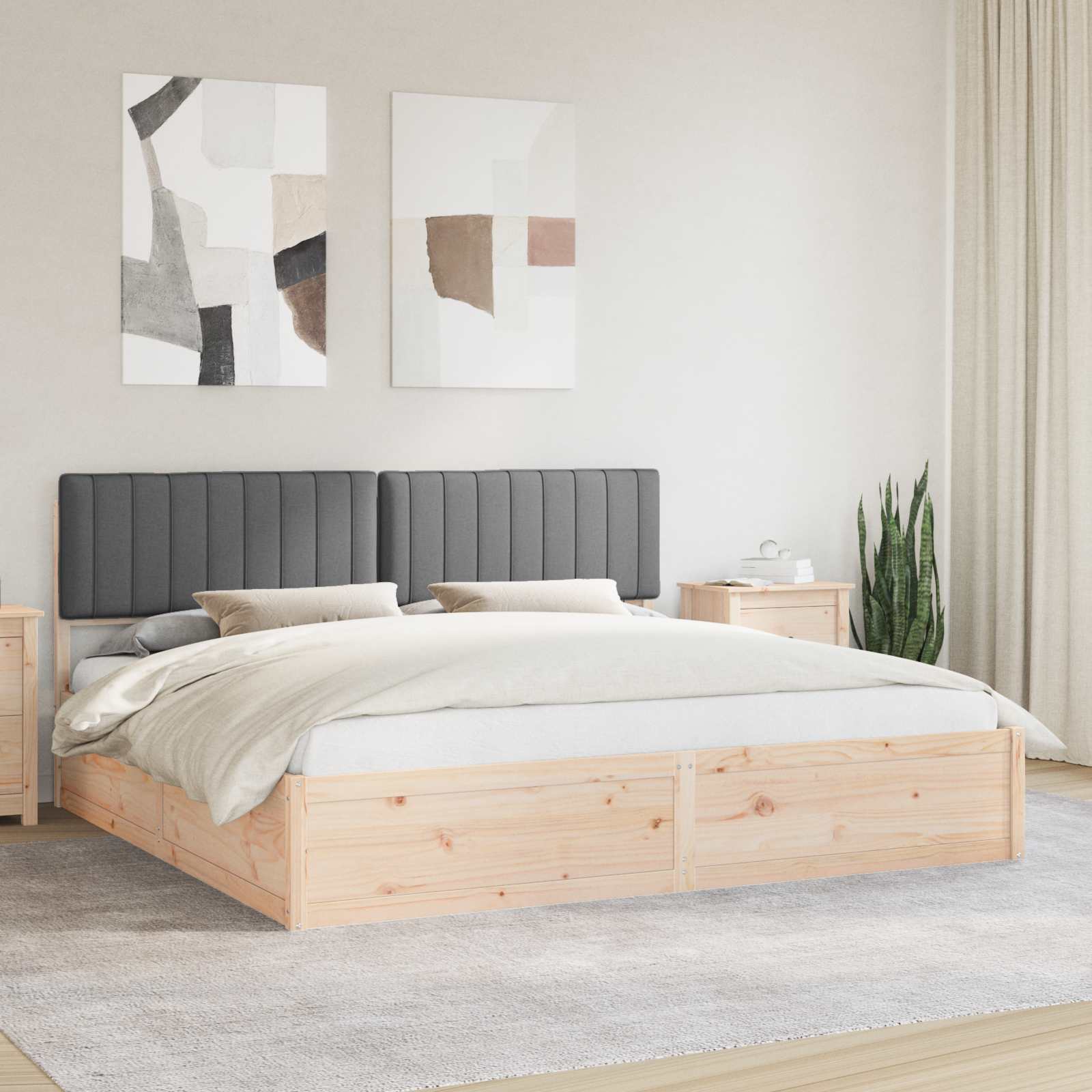 vidaXL Bedframe met Gevoerd Hoofdgedeelte Lichtgrijs 200 x 200 cm