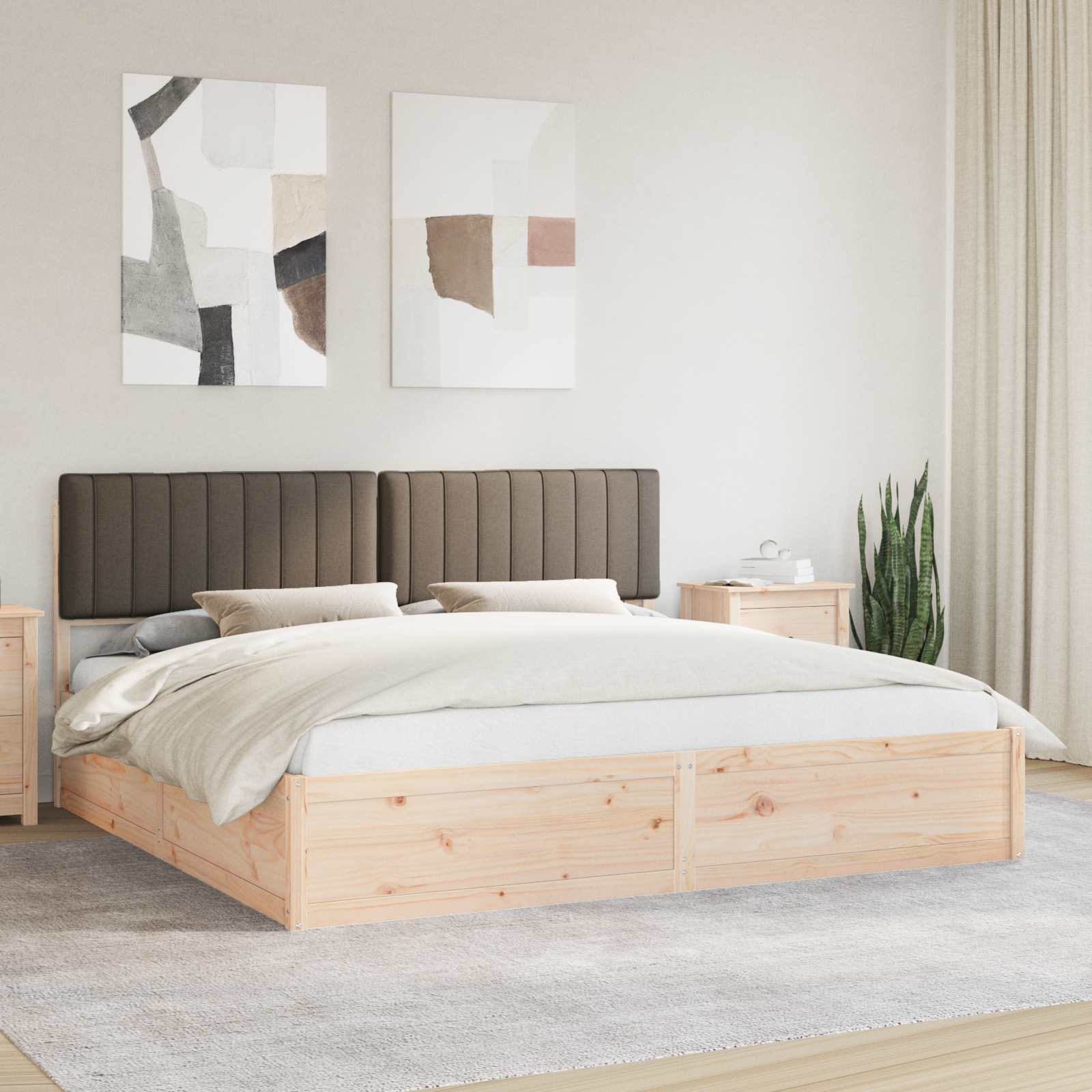 vidaXL Bedframe met Gevoerd Hoofdgedeelte Lichtgrijs 200 x 200 cm