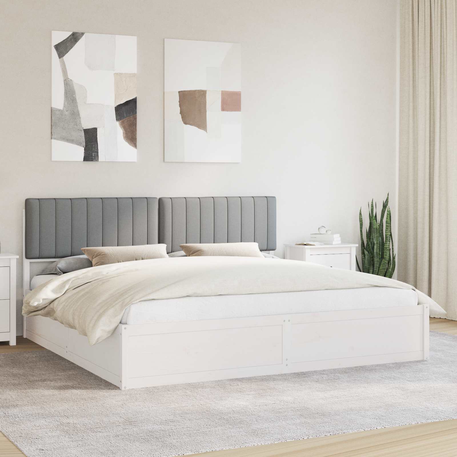 vidaXL Bedframe met Gevoerd Hoofdgedeelte Lichtgrijs 200 x 200 cm