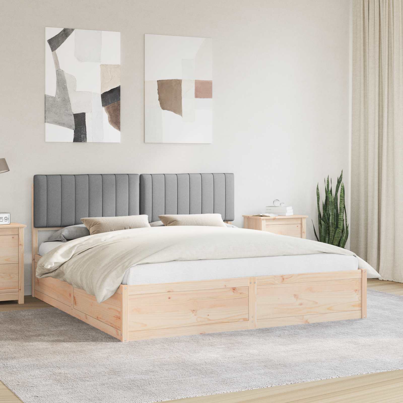 vidaXL Bedframe met Gevoerd Hoofdgedeelte Lichtgrijs 200 x 200 cm