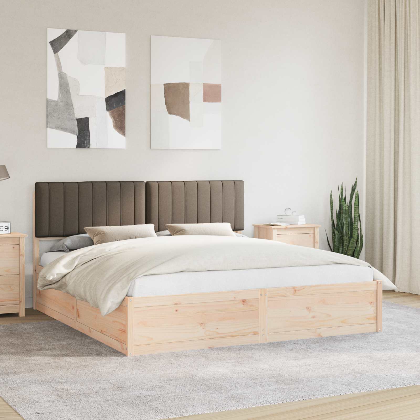 vidaXL Bedframe met Gevoerd Hoofdgedeelte Lichtgrijs 200 x 200 cm
