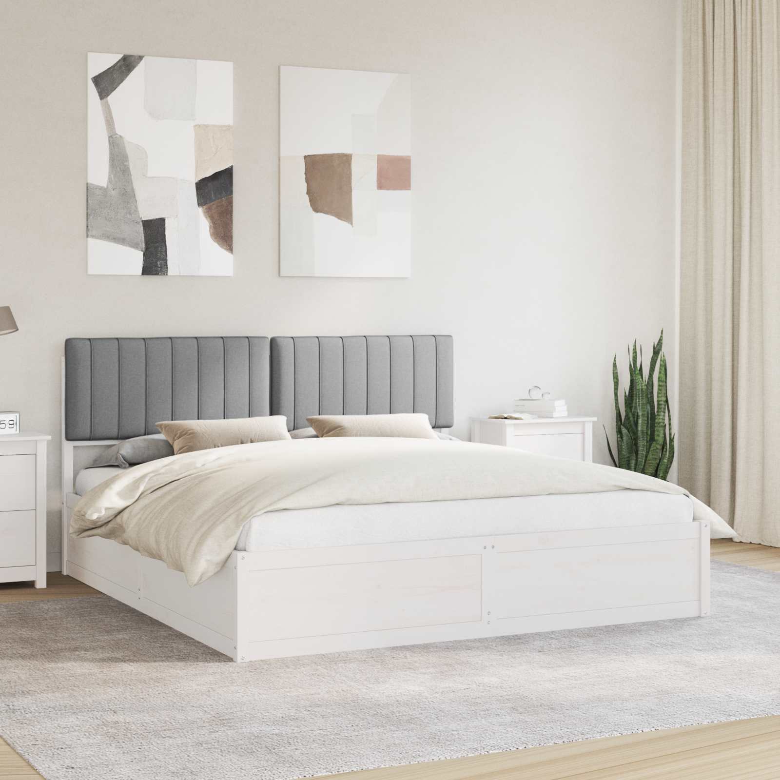 vidaXL Bedframe met Gevoerd Hoofdgedeelte Lichtgrijs 200 x 200 cm