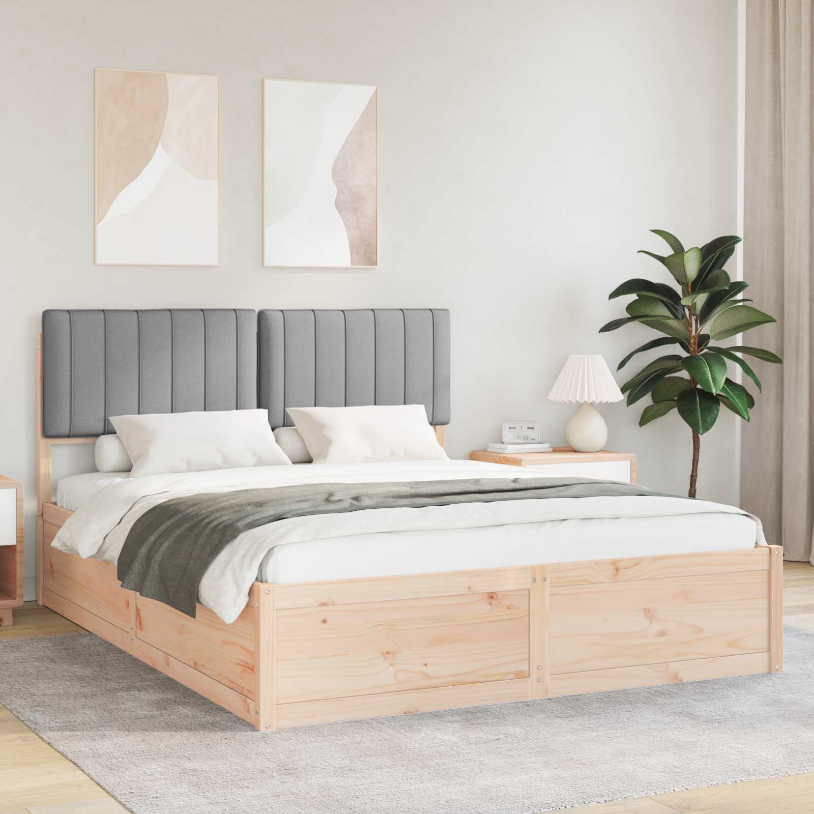 vidaXL Bedframe met Gevoerd Hoofdgedeelte Lichtgrijs 200 x 200 cm