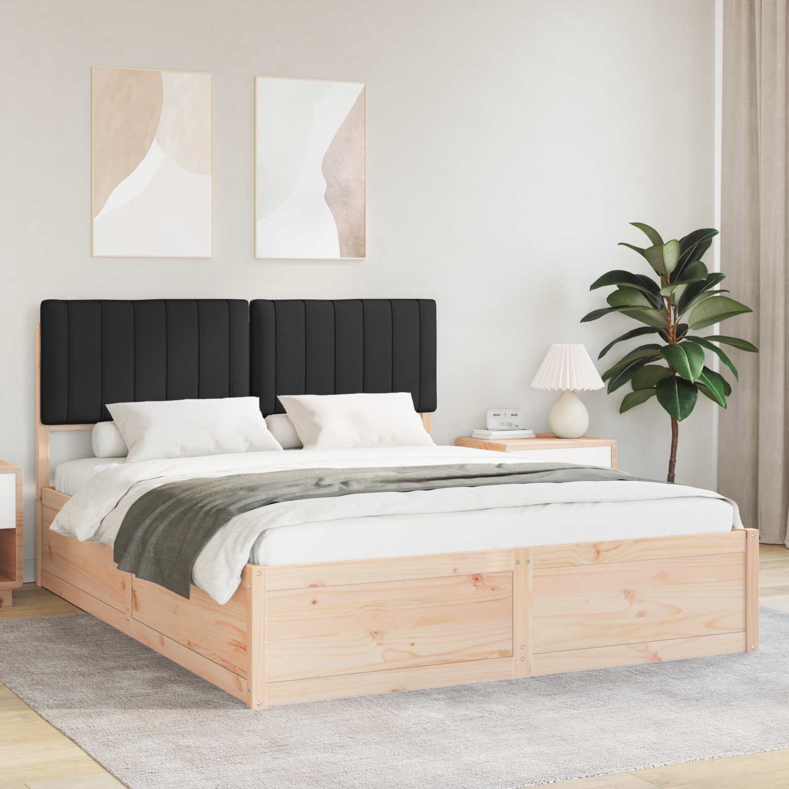 vidaXL Bedframe met Gevoerd Hoofdgedeelte Lichtgrijs 200 x 200 cm