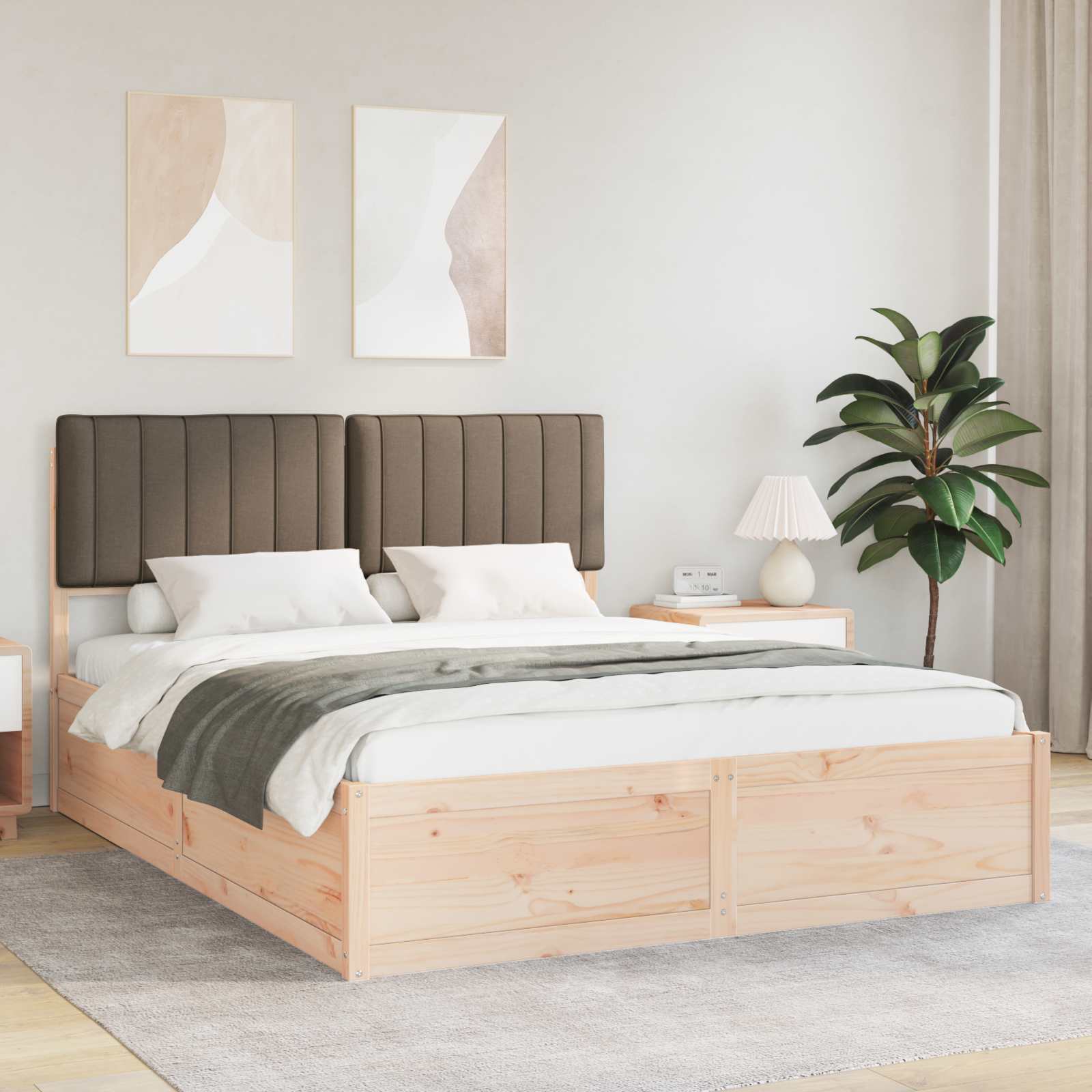 vidaXL Bedframe met Gevoerd Hoofdgedeelte Lichtgrijs 200 x 200 cm