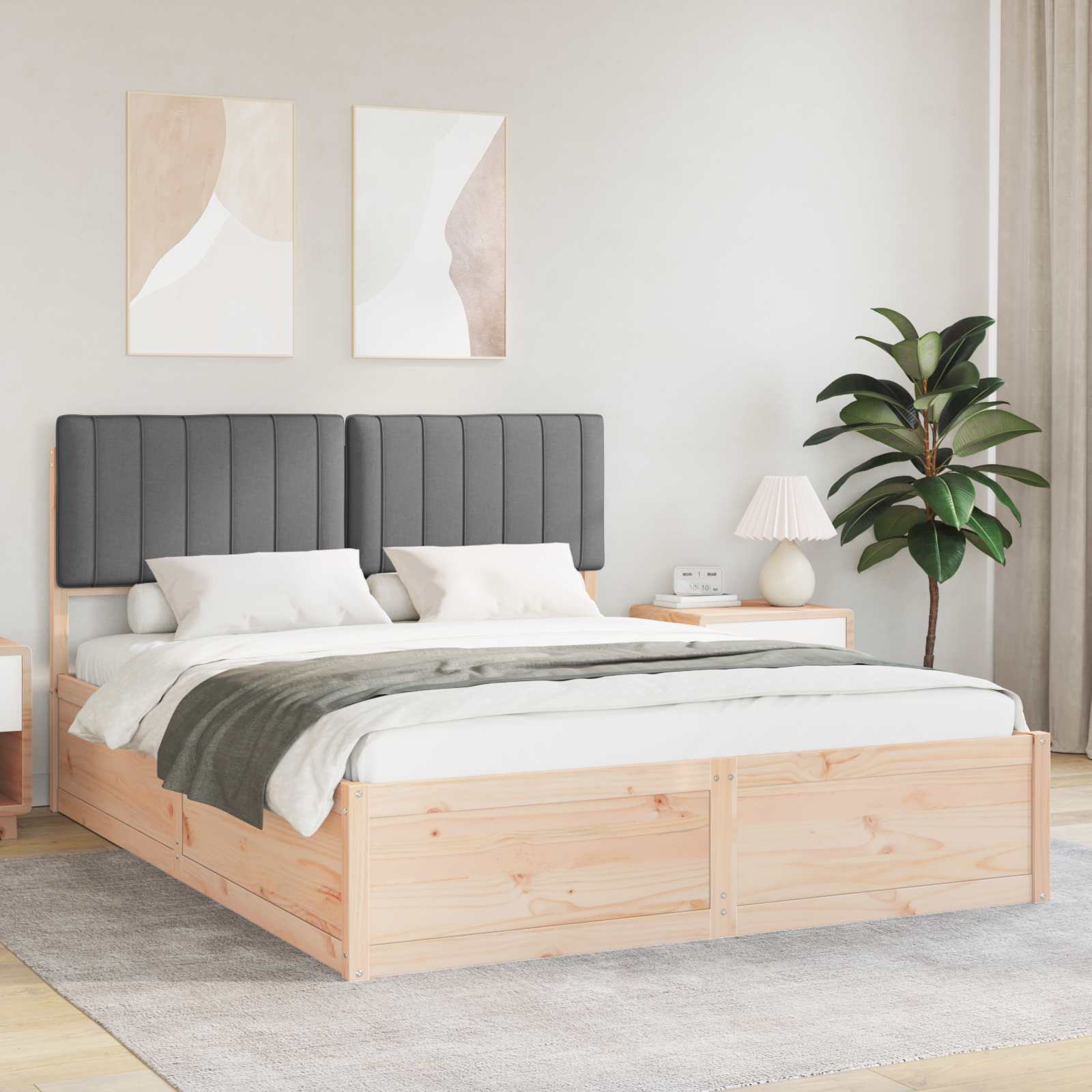 vidaXL Bedframe met Gevoerd Hoofdgedeelte Lichtgrijs 200 x 200 cm