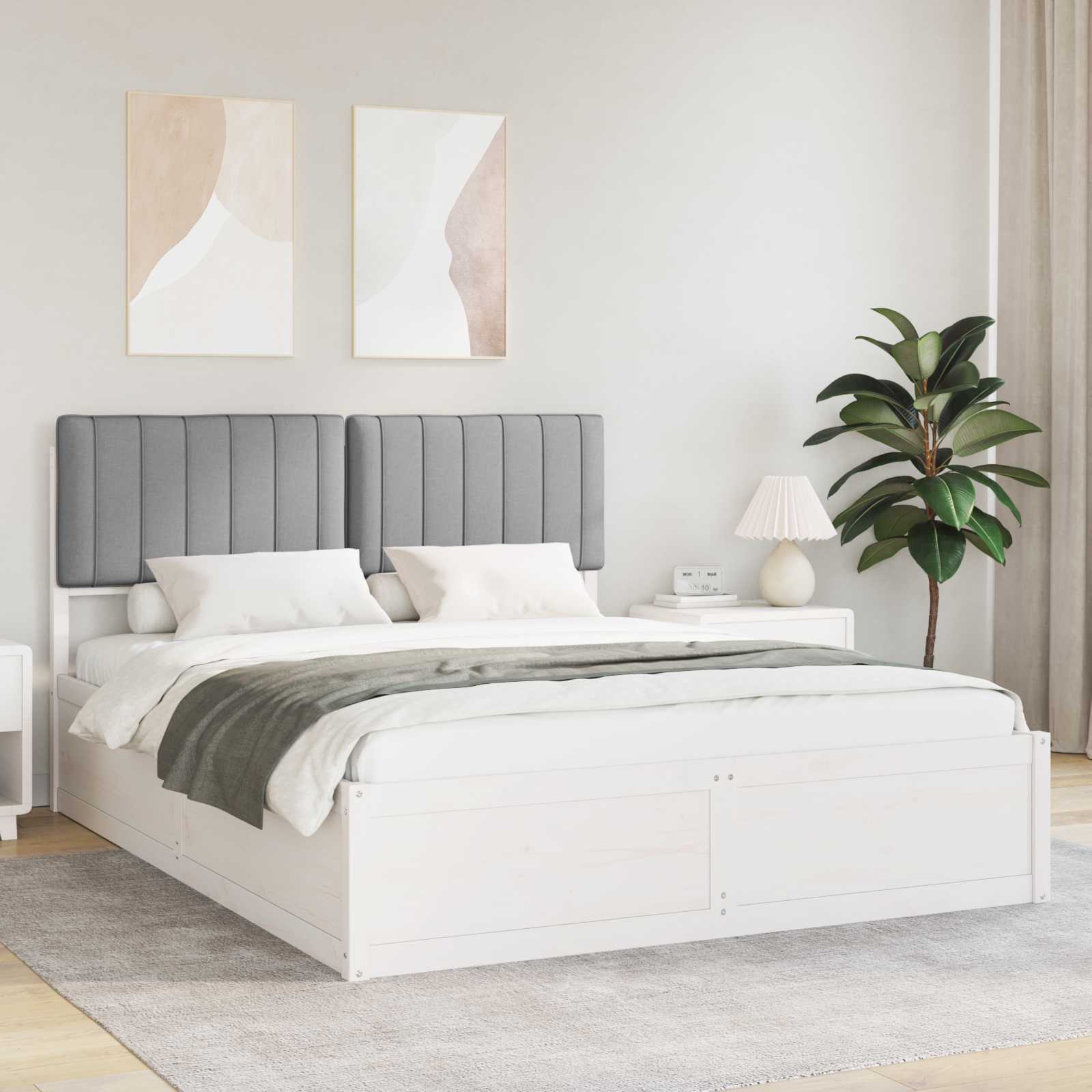 vidaXL Bedframe met Gevoerd Hoofdgedeelte Lichtgrijs 200 x 200 cm
