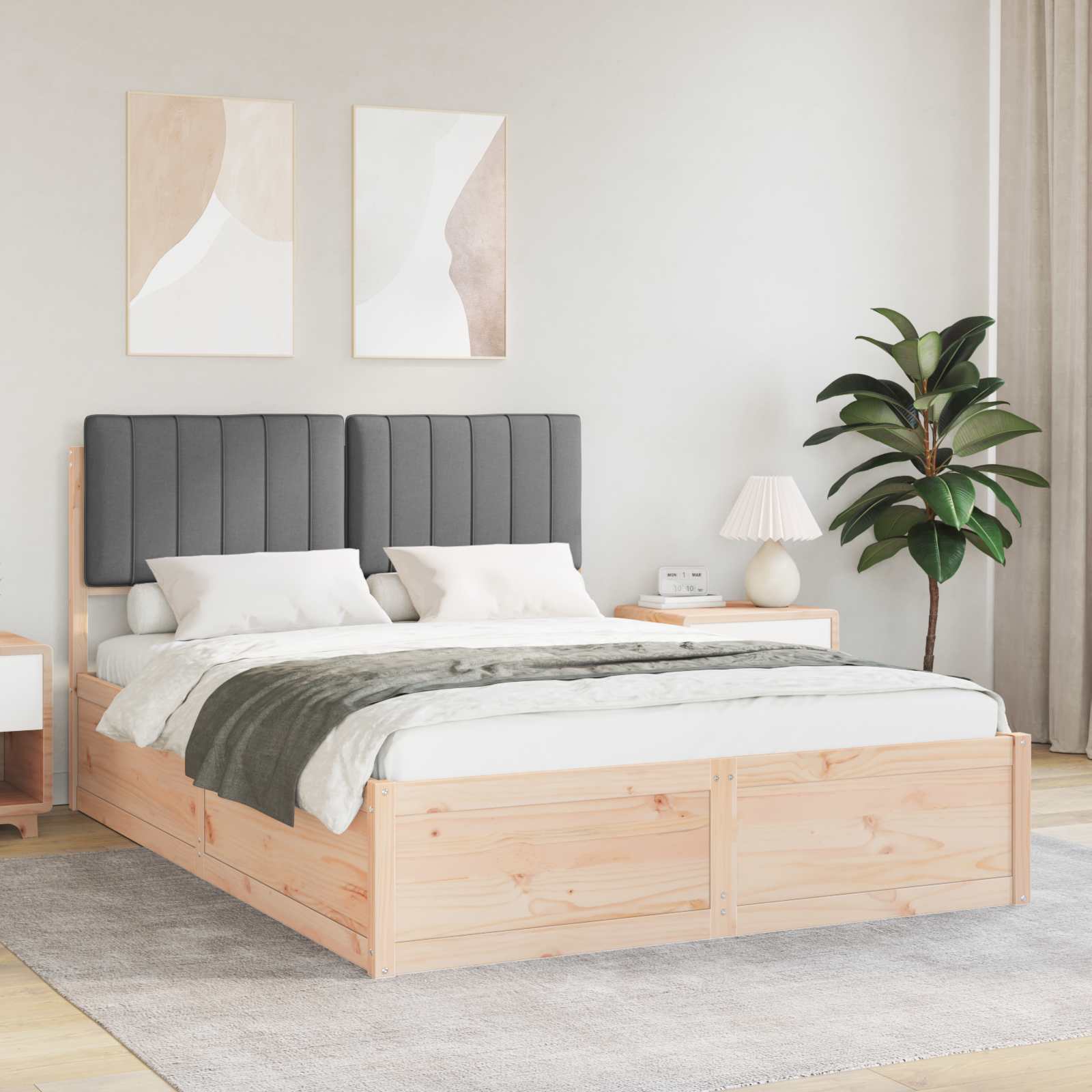 vidaXL Bedframe met Gevoerd Hoofdgedeelte Lichtgrijs 200 x 200 cm